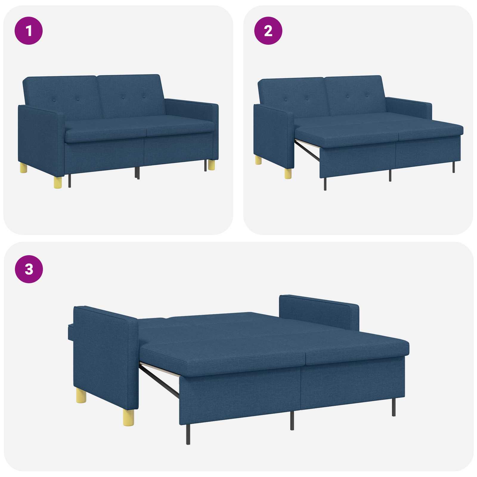Krevet-sofa na razvlačenje Plava Tkanina