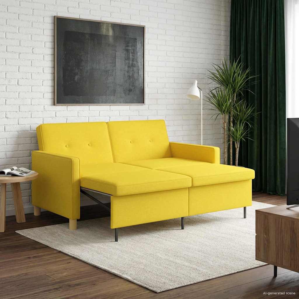 Krevet-sofa na razvlačenje Svijetlo žuta Tkanina