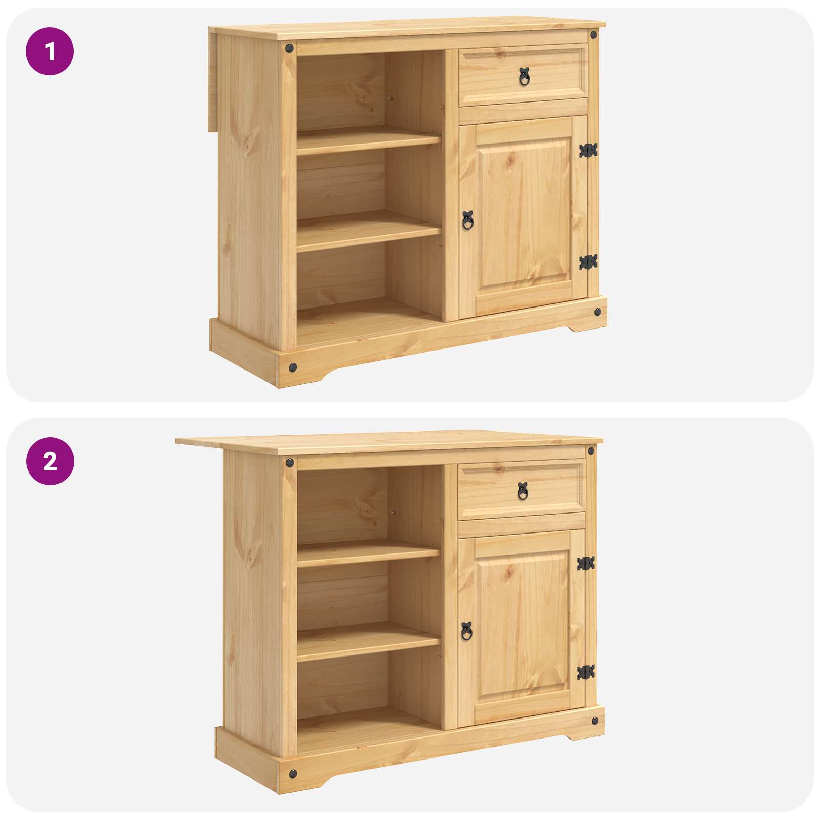 Kuhinjski kolica 2 pcs Medeni vosak 112 x 70 x 91,5 cm