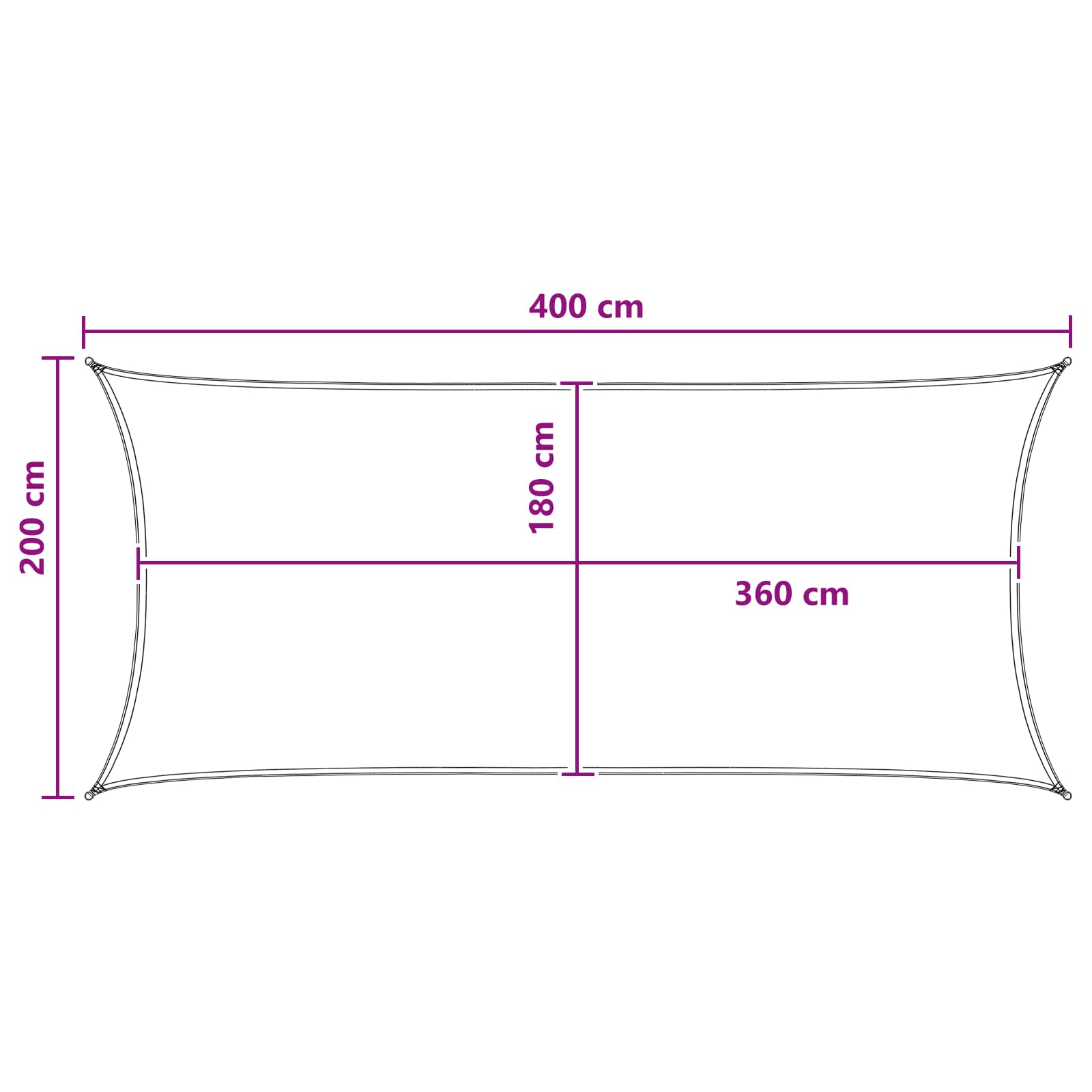 Jedrilica za sunčevu sjenu Svijetlo siva i bijela. 2 x 4 m HDPE