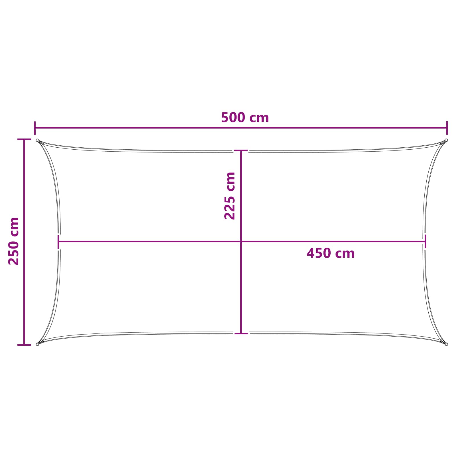 Jedrilica za sunčevu sjenu Svijetlo siva i bijela. 2,5 x 5 m