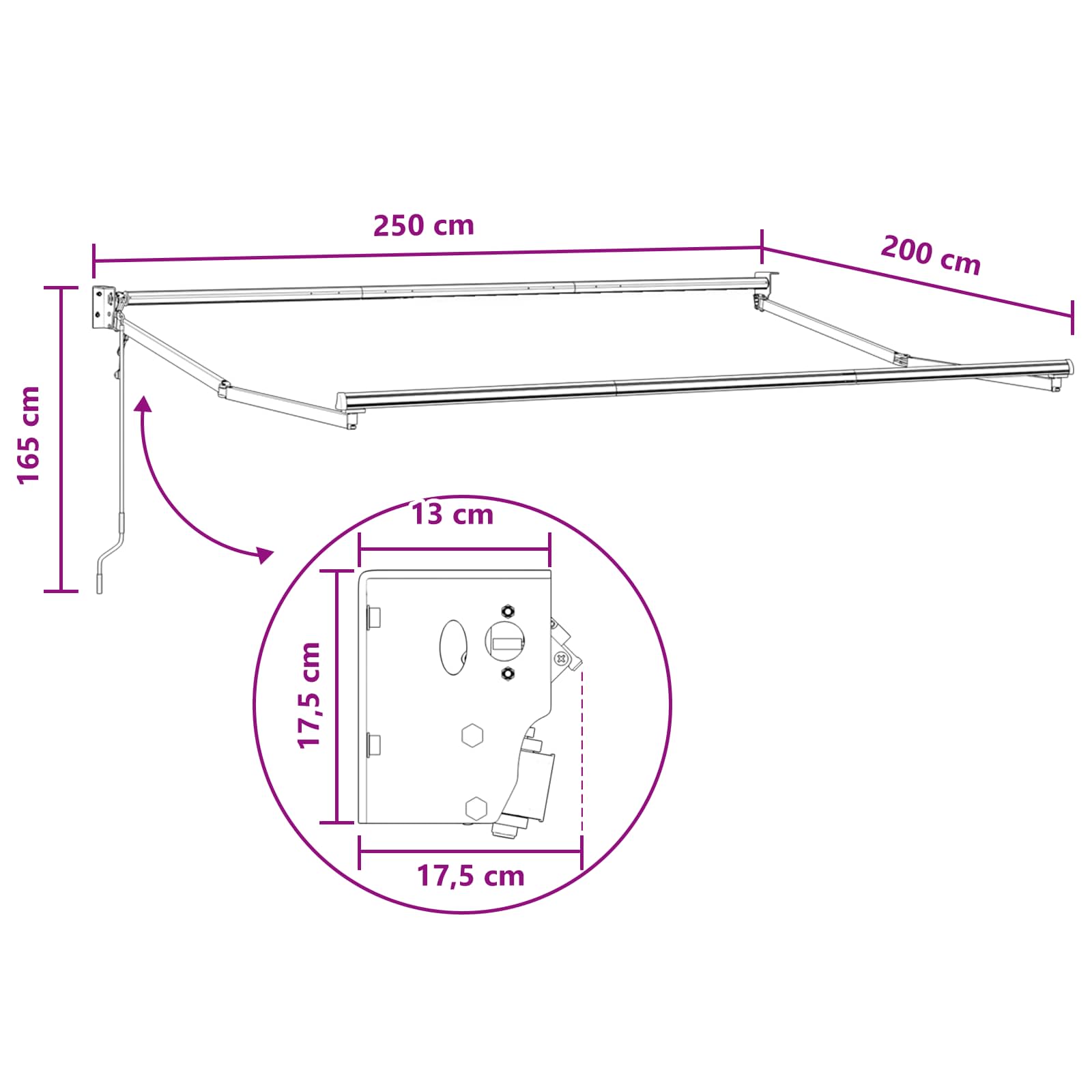 Nadstrešnica Sivosmeđa 2,5 x 2 m Poliester i metal