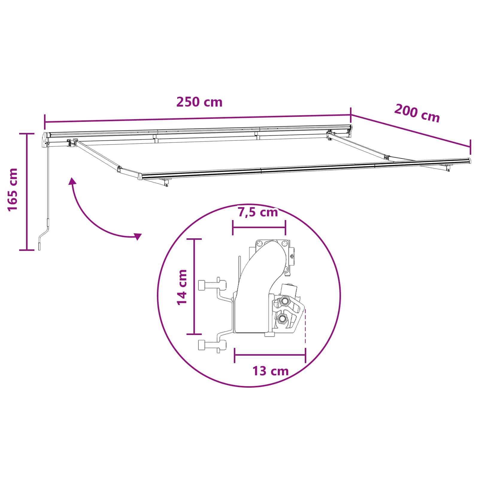 Skrovita tenda Pijesak 2,5 x 2 m tkanina