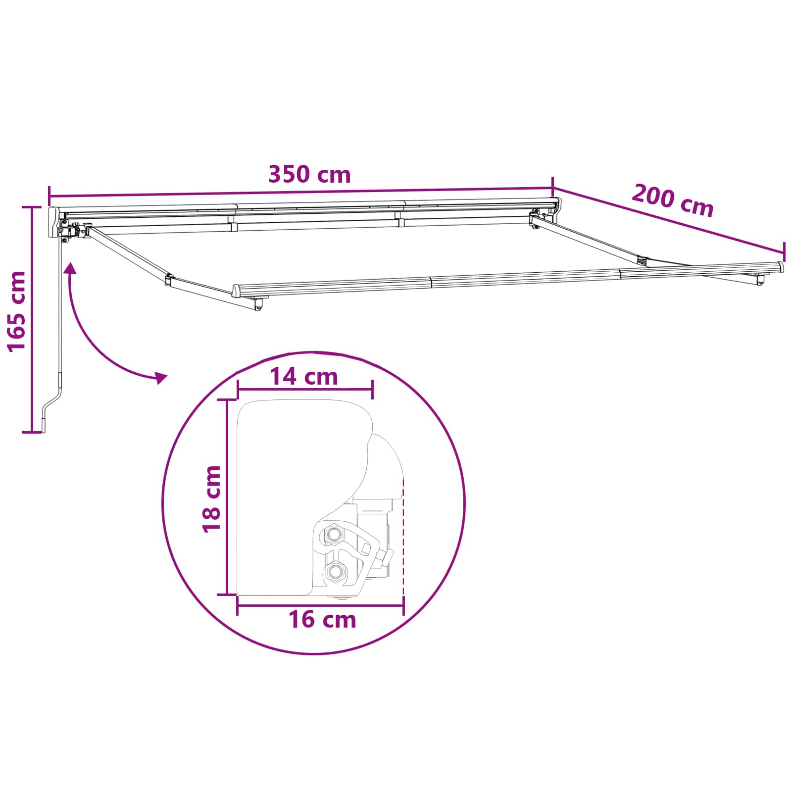 Ručno sklopiva tenda Pijesak 3,5 x 2 m Poliester i aluminij