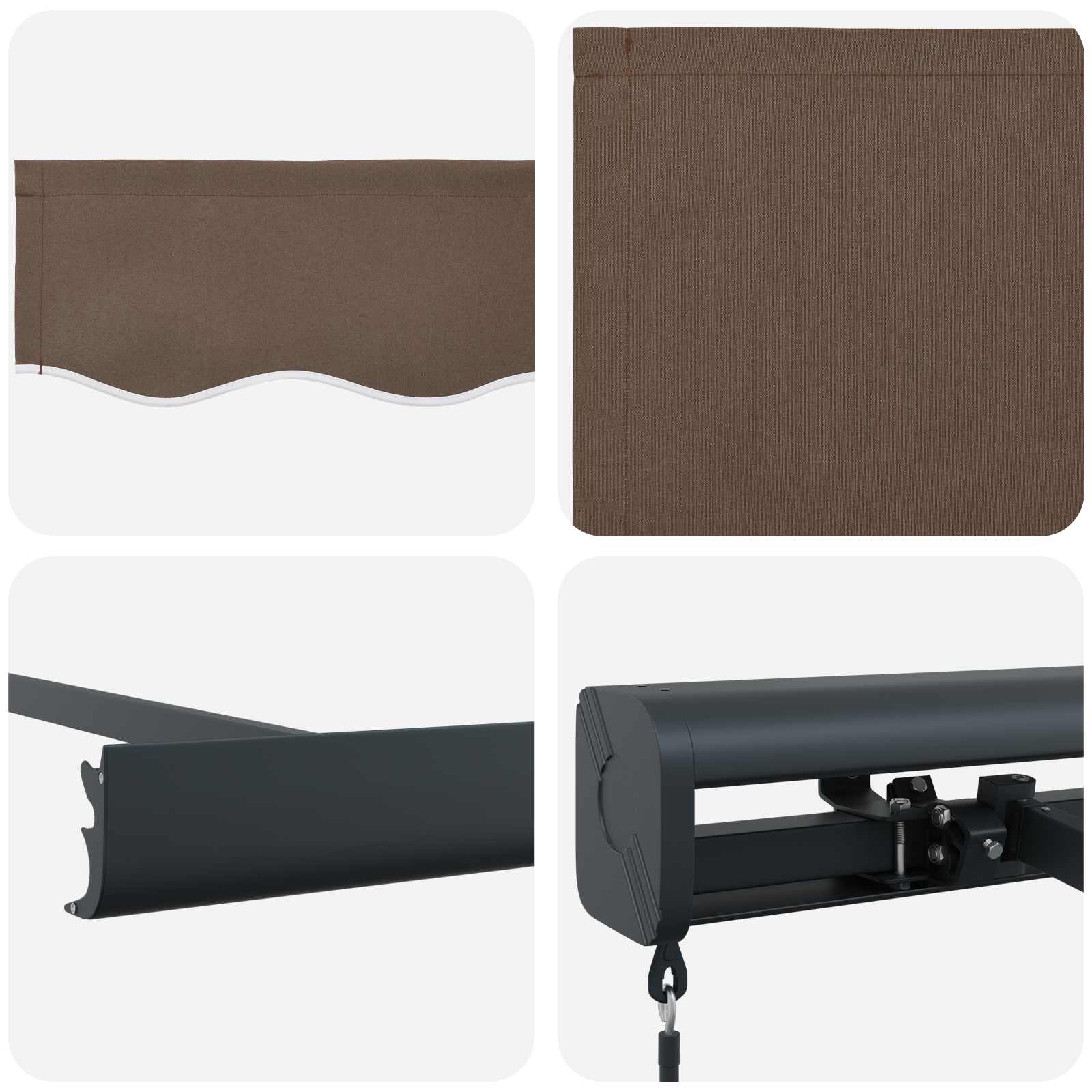Povlačivi tende Sivosmeđa 300 x 250 cm Platno i Aluminij