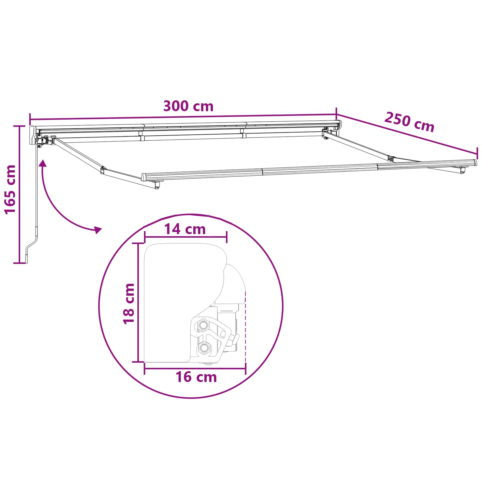 Povlačivi tende Pijesak 3 x 2,5 m Poliester i aluminij