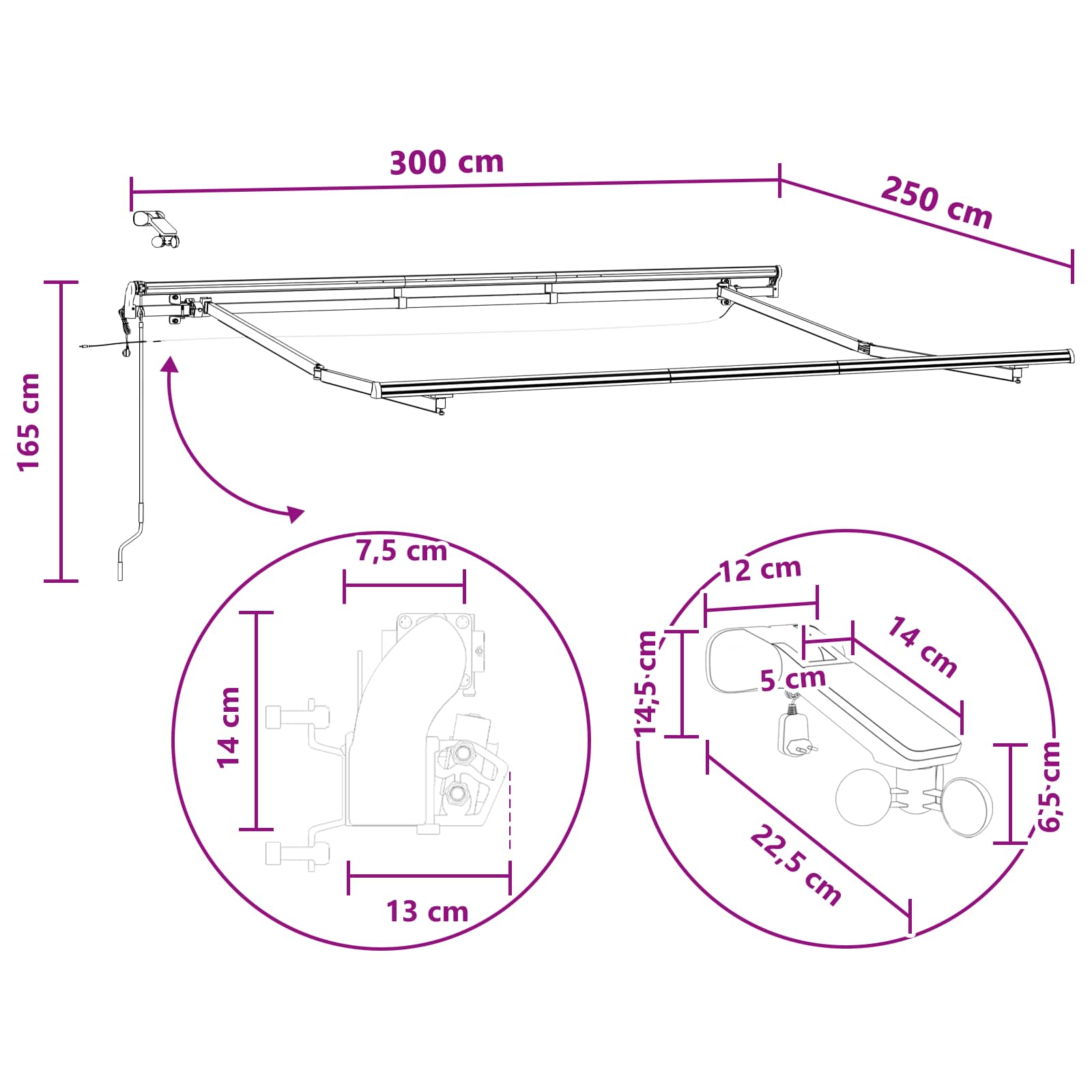 Električna retraktabilna tenda Pijesak 3 x 2,5 m