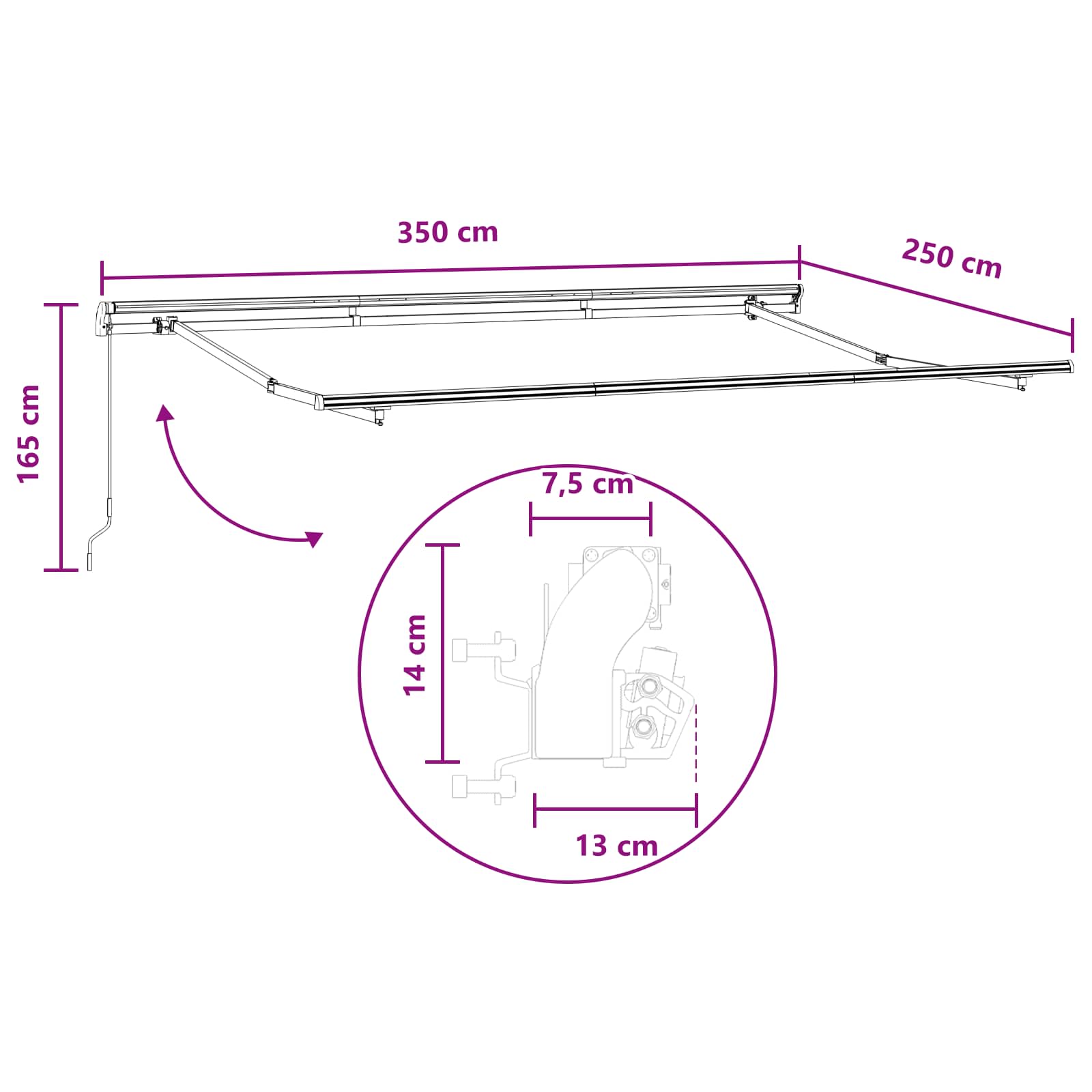 Povlačivi tende 2 kom. Svijetlo siva i bijela. 3,5 x 2,5 m