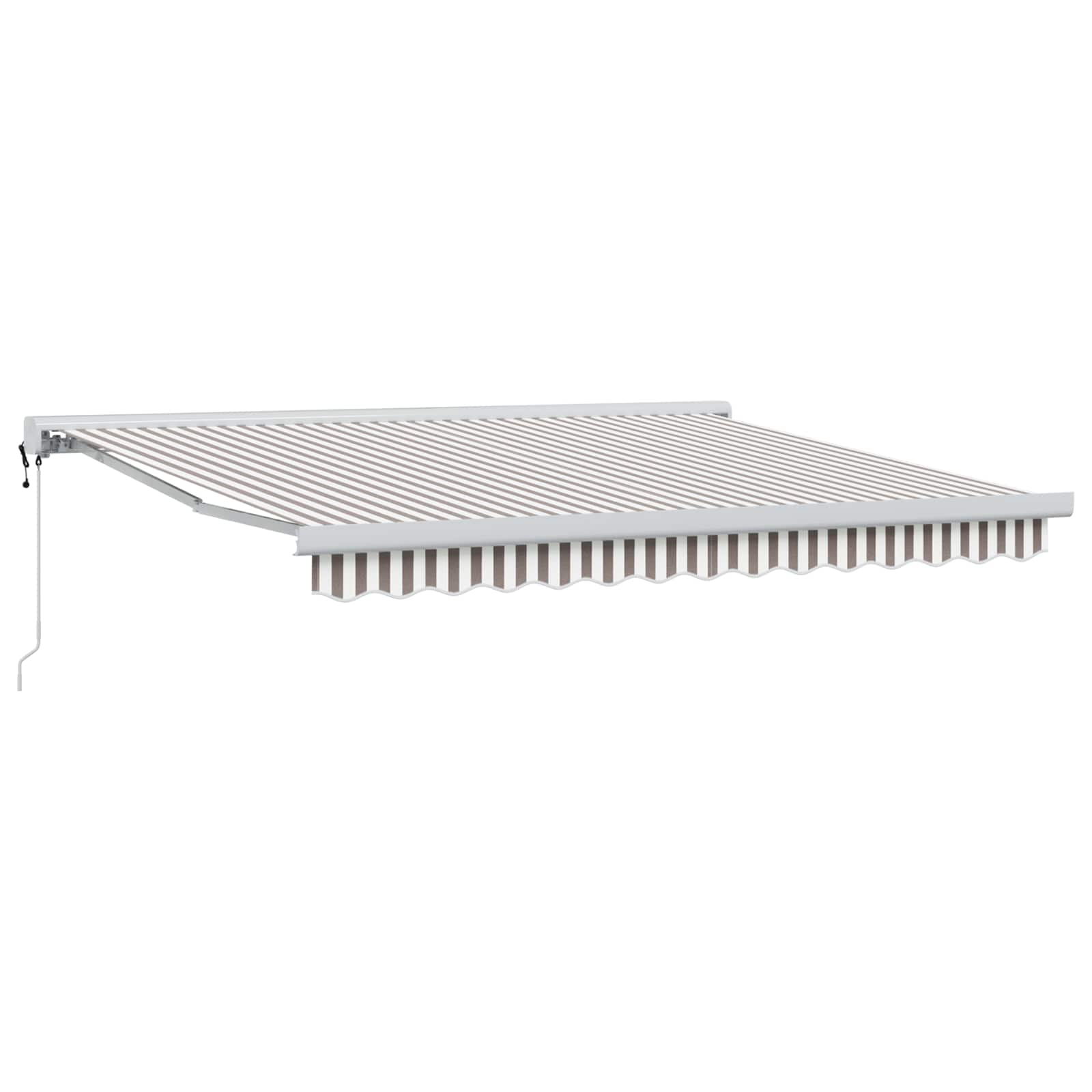 Povlačivi tende Svijetlo siva i bijela. 350 x 250 cm