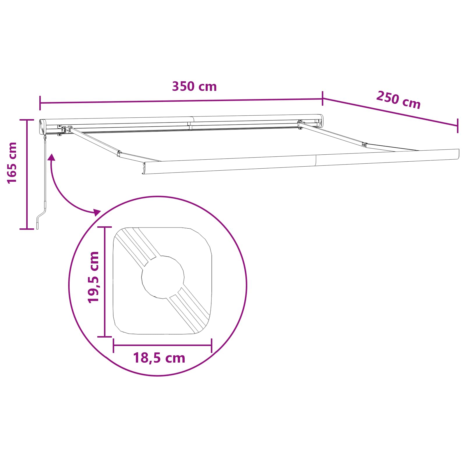 Povlačivi tende Pijesak 350 x 250 cm Platno i Aluminij