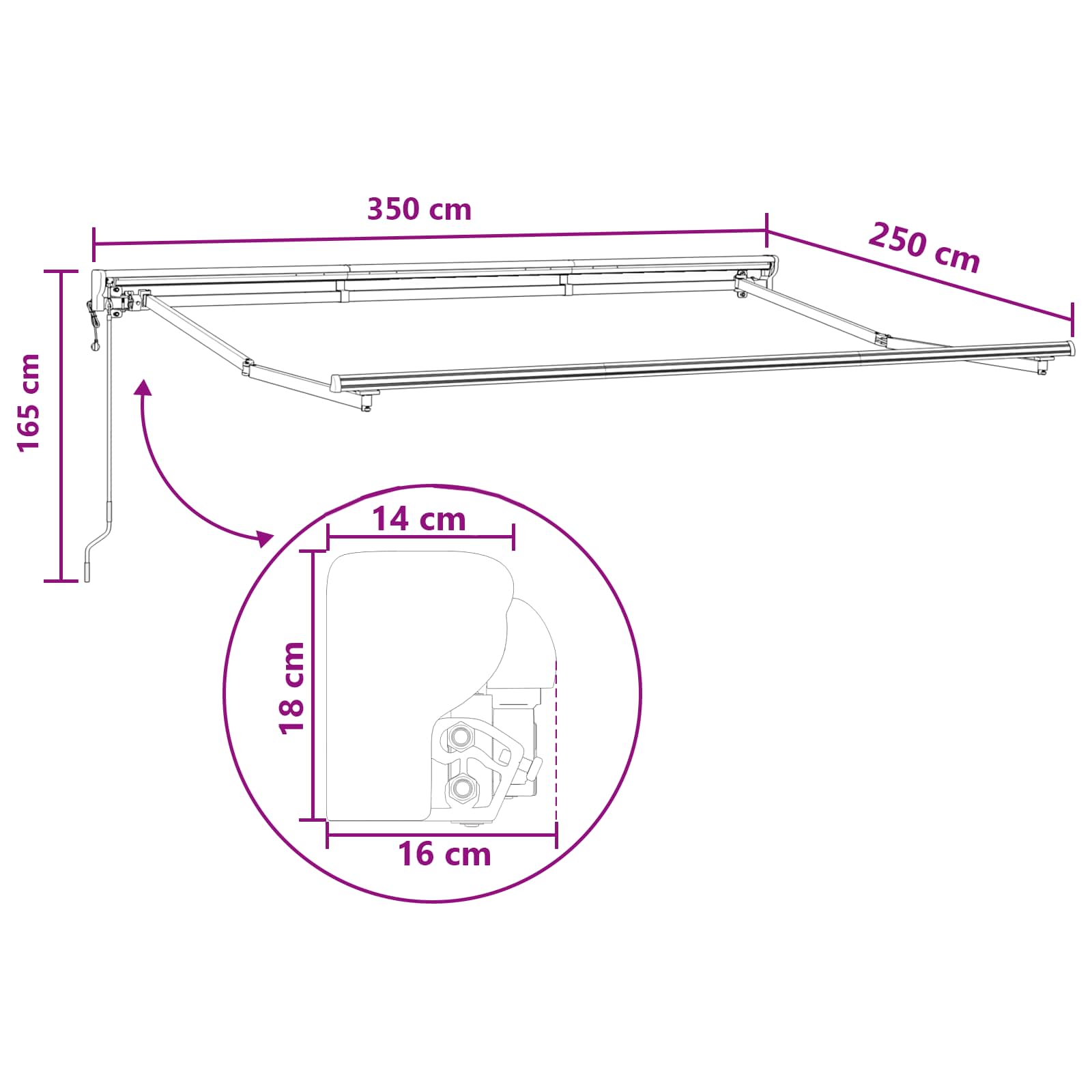 Povlačivi tende Sivosmeđa 3,5 x 2,5 m Poliester i aluminij