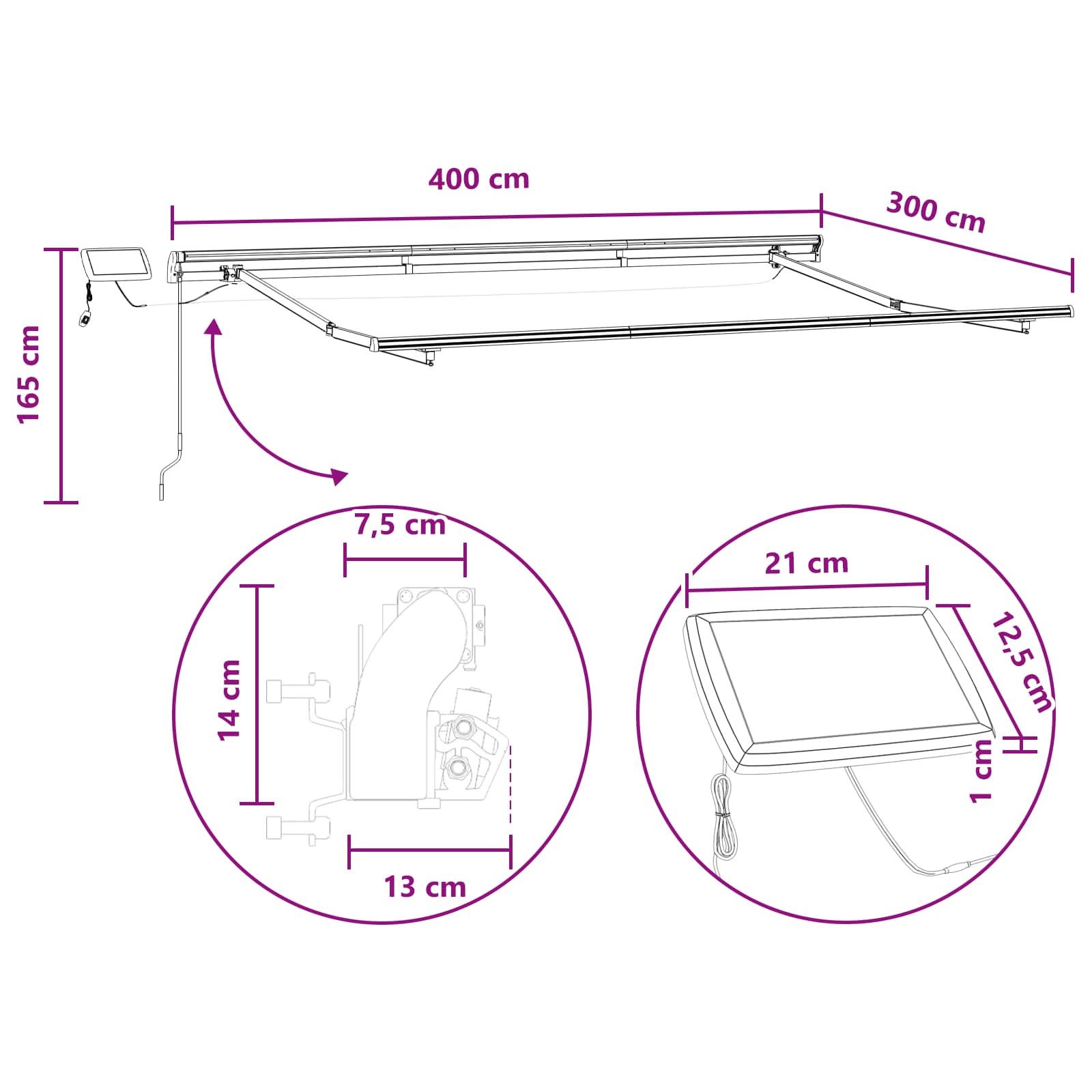 Povlačivi tende Pijesak 400 × 300 cm Tkanina i Aluminij