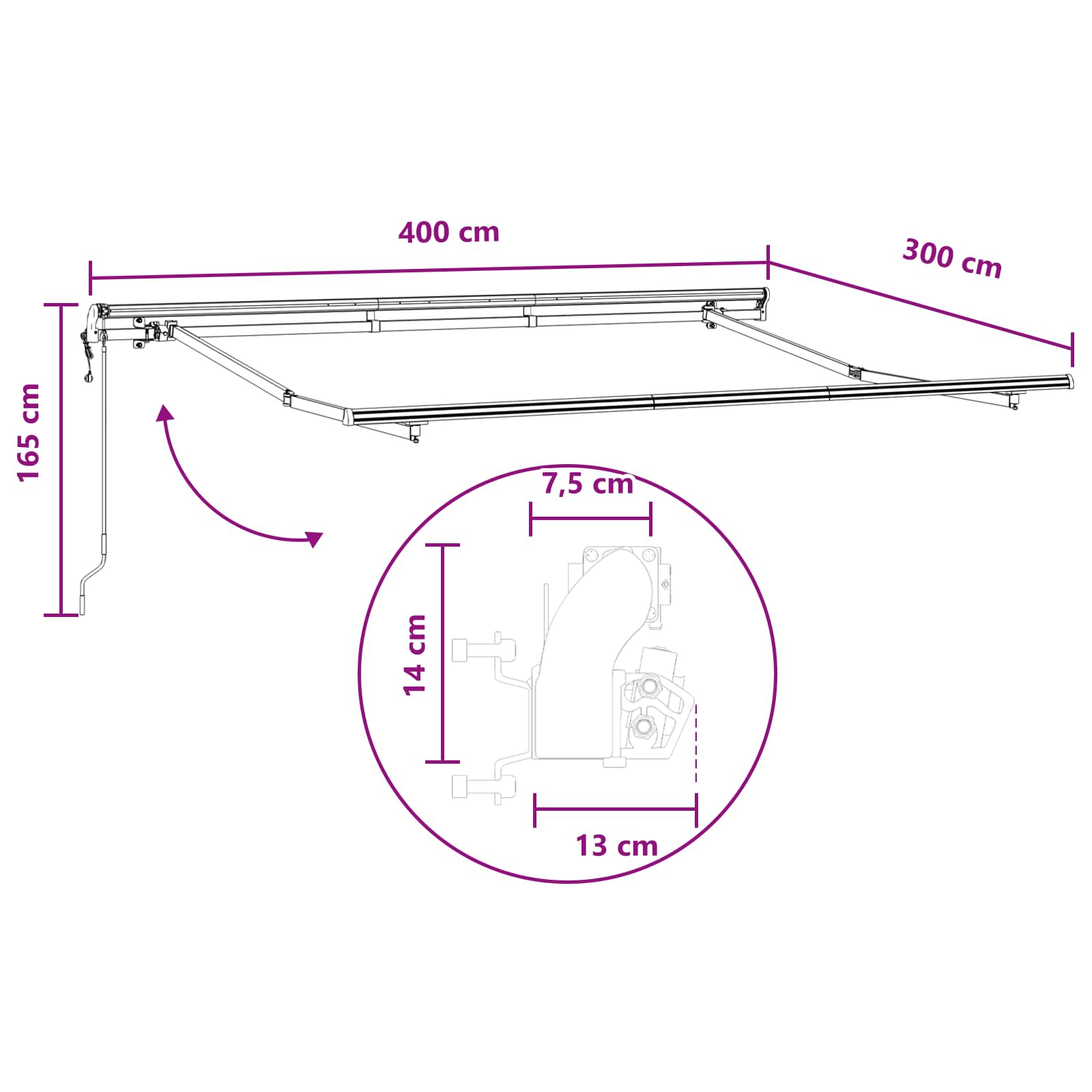 Povlačivi tende Sivosmeđa 4 × 3 m Tkanina i Aluminij