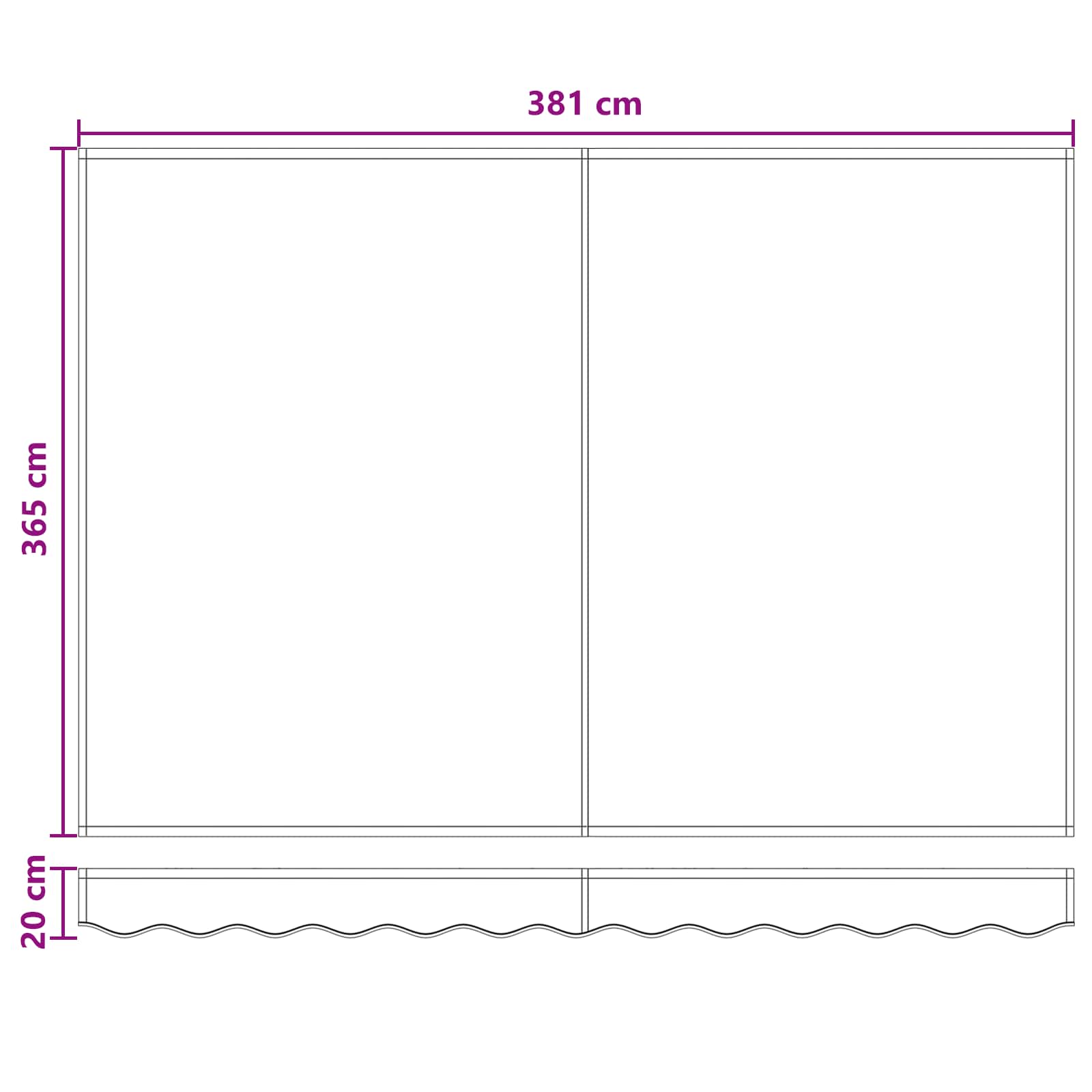 Povlačivi tende Svijetlo siva i bijela. 400 × 350 cm