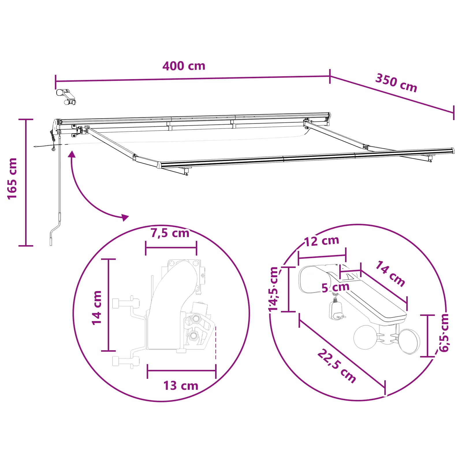 Tkanina za tende Sivosmeđa 400 × 350 cm Poliester