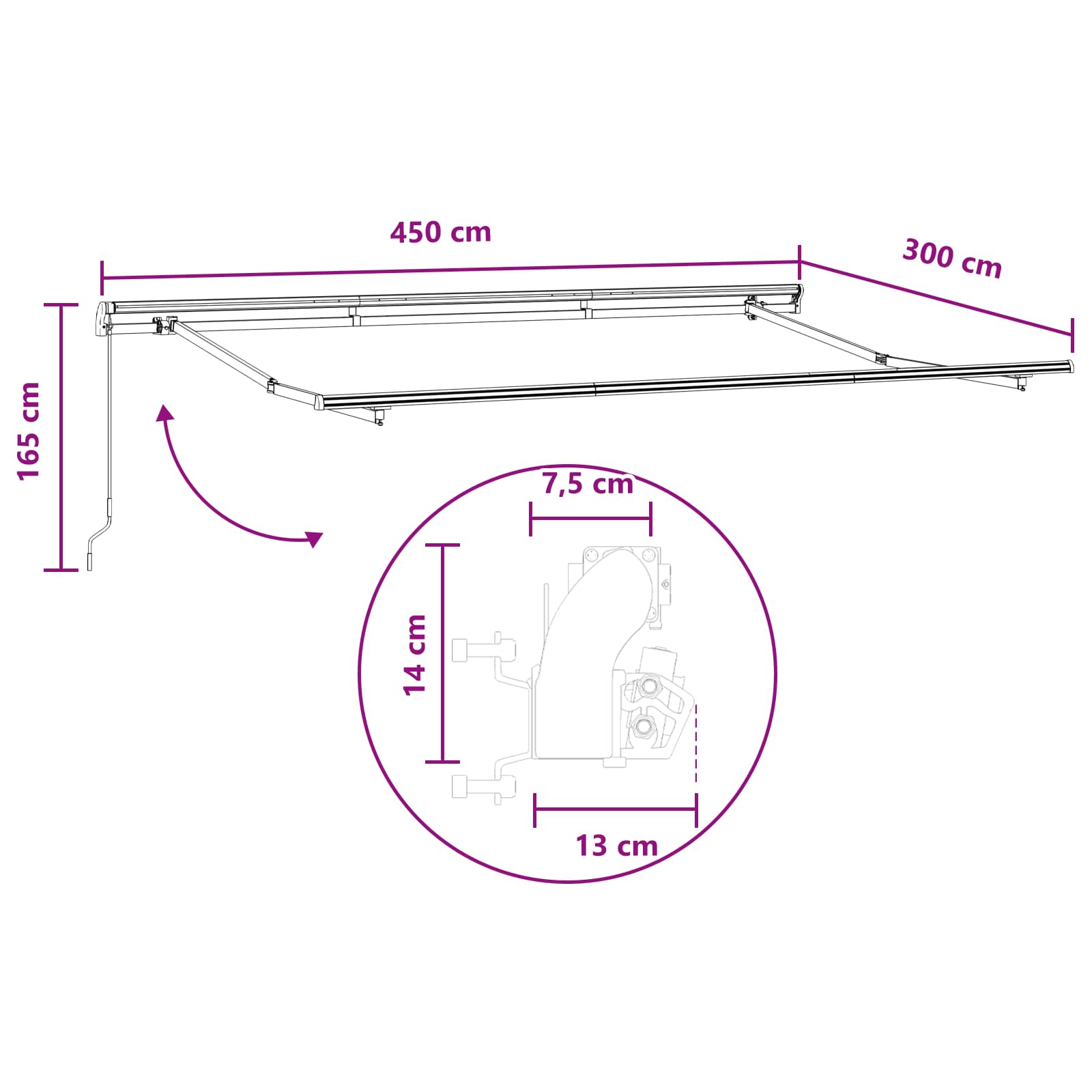 Povlačivi tende Sivosmeđa 450 × 300 cm Poliester i aluminij