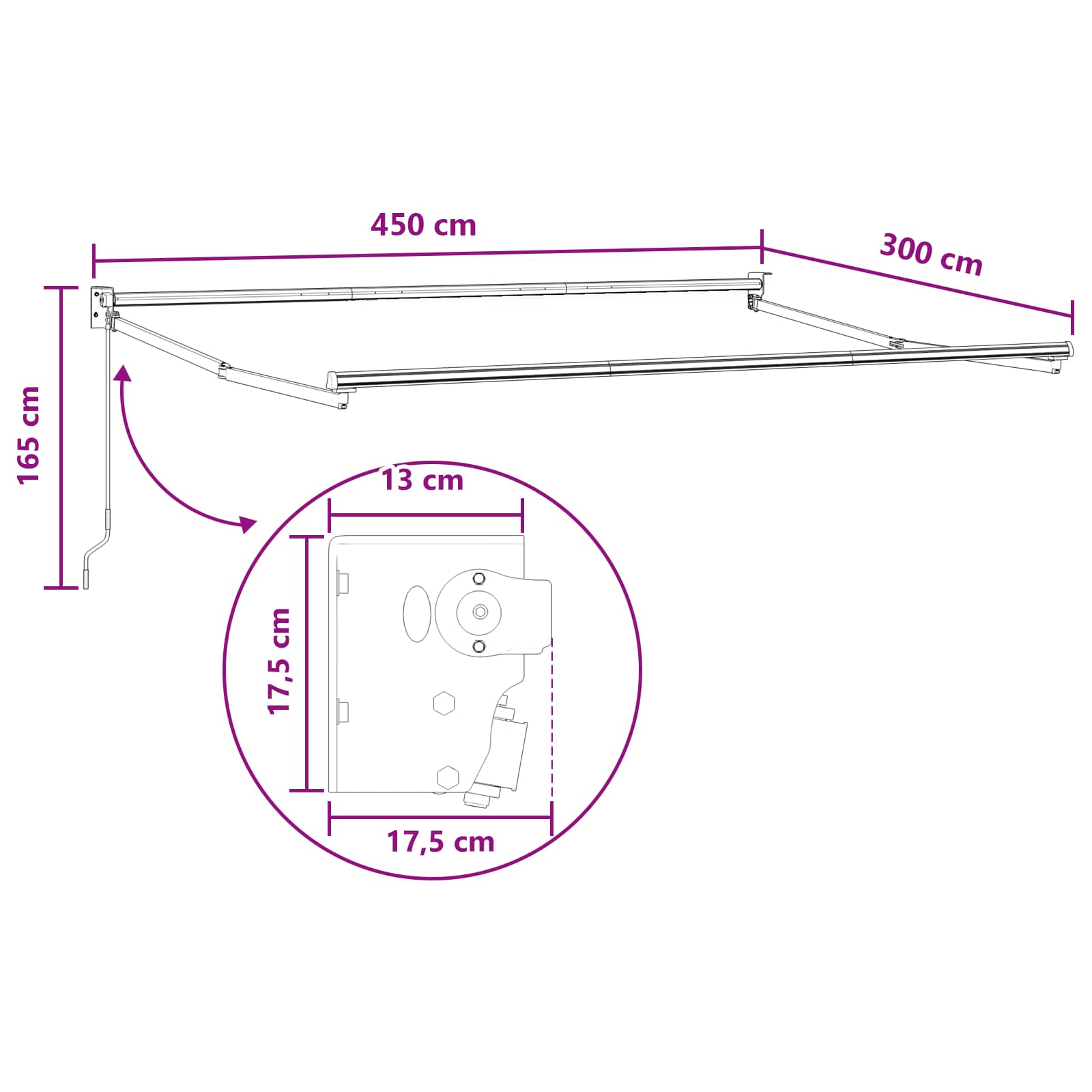 Povlačivi tende Sivosmeđa 4,5 × 3 m 100% Poliester i Aluminij