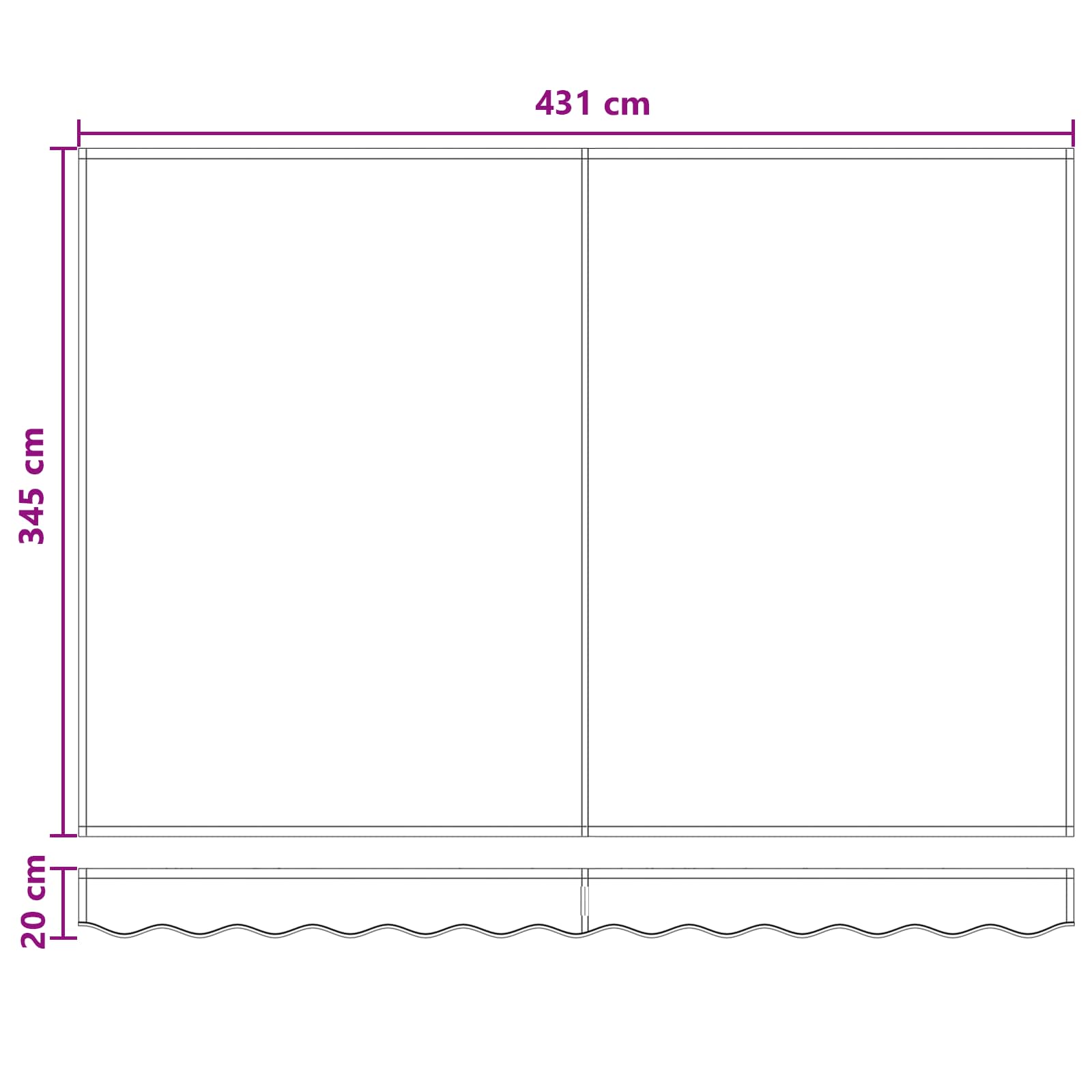 Povlačivi tende Svijetlo siva i bijela. 450 × 350 cm