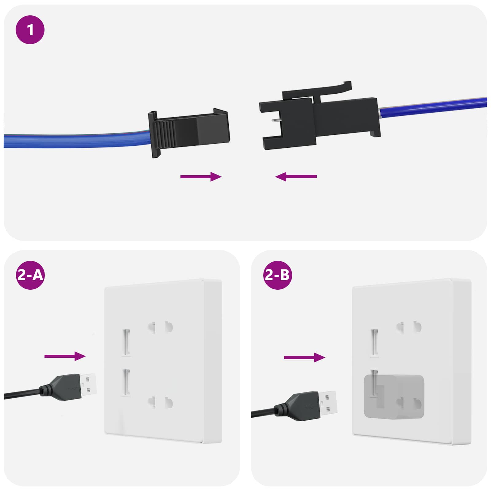 LED traka 2 pcs Crna i prozirna 1700 mm Bakar i plastika
