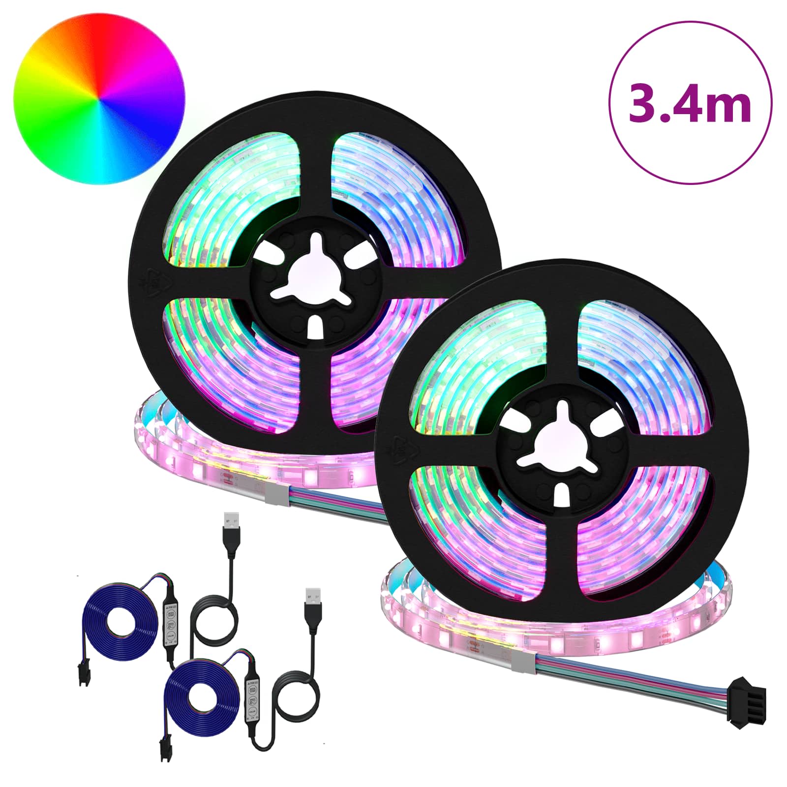 LED traka 2 pcs Crna i prozirna 1700 mm Bakar i plastika