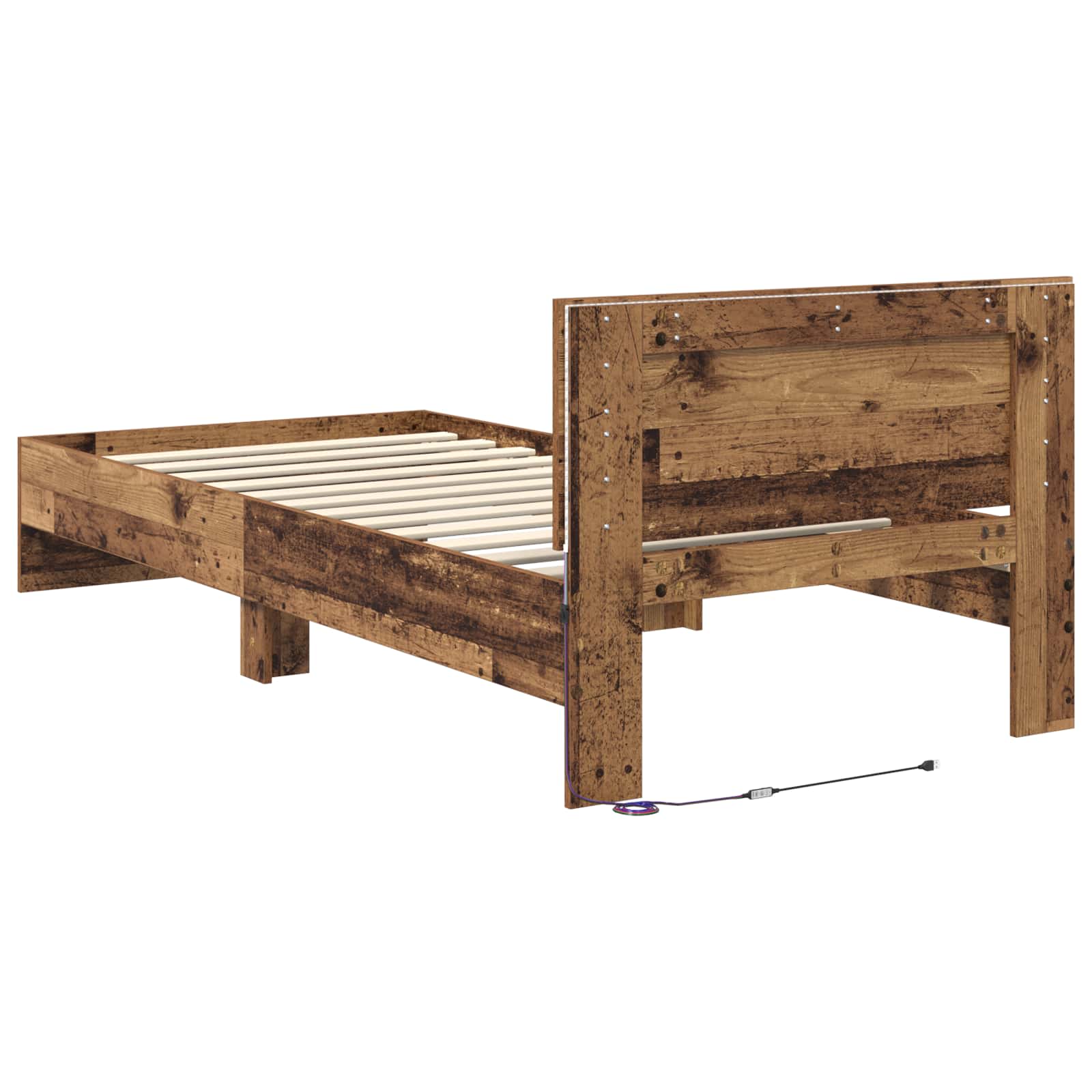 Krevetna konstrukcija s LED svjetlom Staro drvo 80 x 200 cm