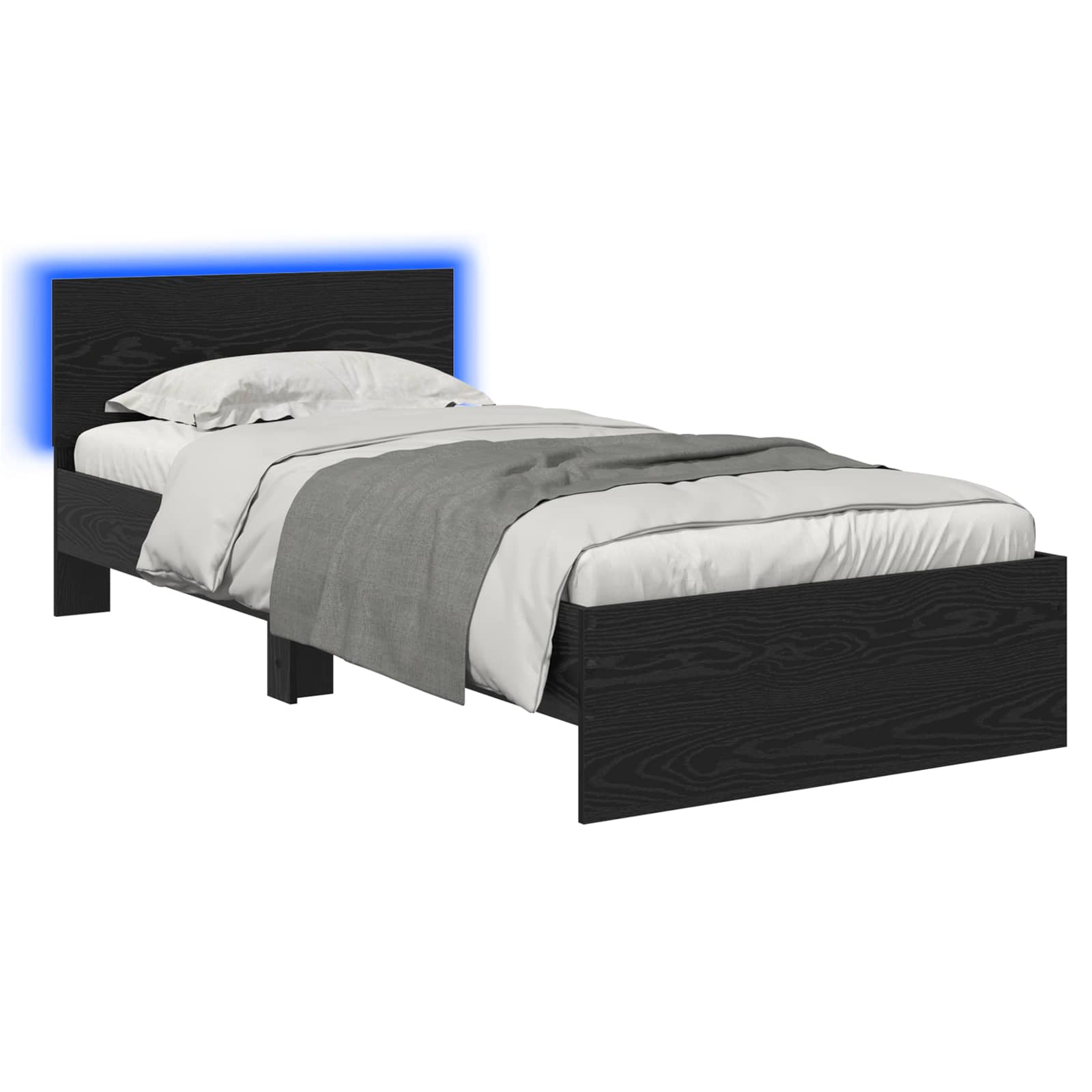 Krevetna konstrukcija s LED svjetlom Crni hrast 80 x 200 cm