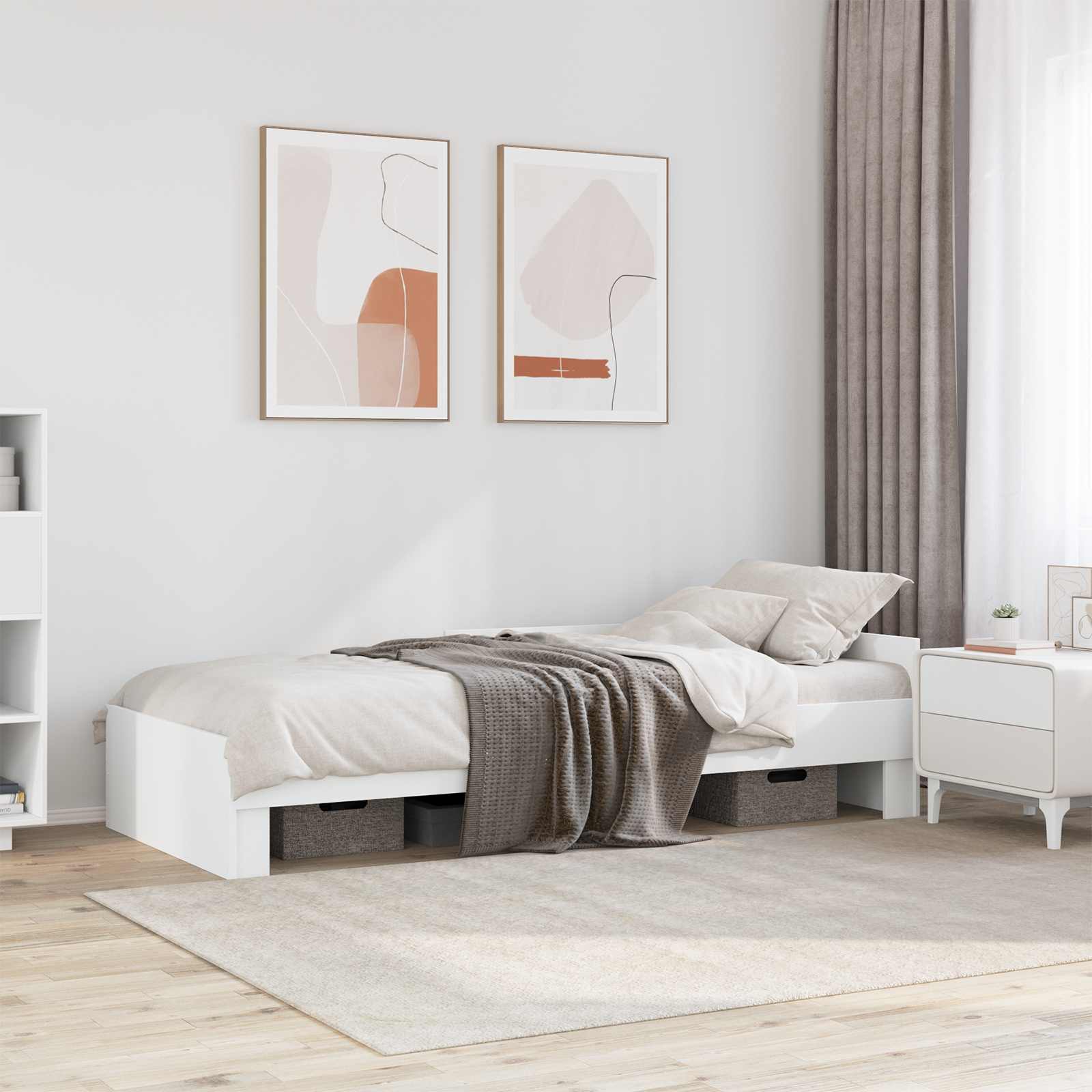 Okvir kreveta s uzglavljem Bijela 80 x 200 cm Konstruirano drvo