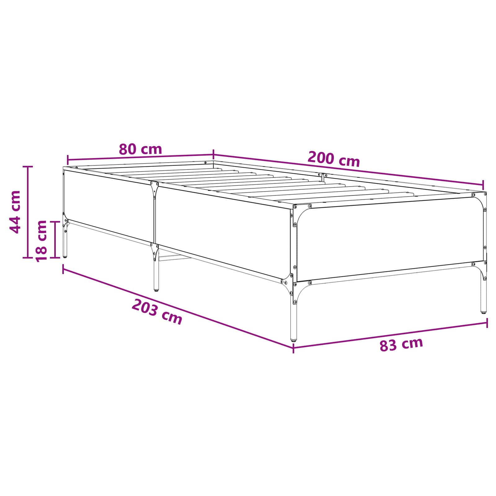Krevetna konstrukcija Dimni hrast 80 x 200 cm Konstruirano drvo