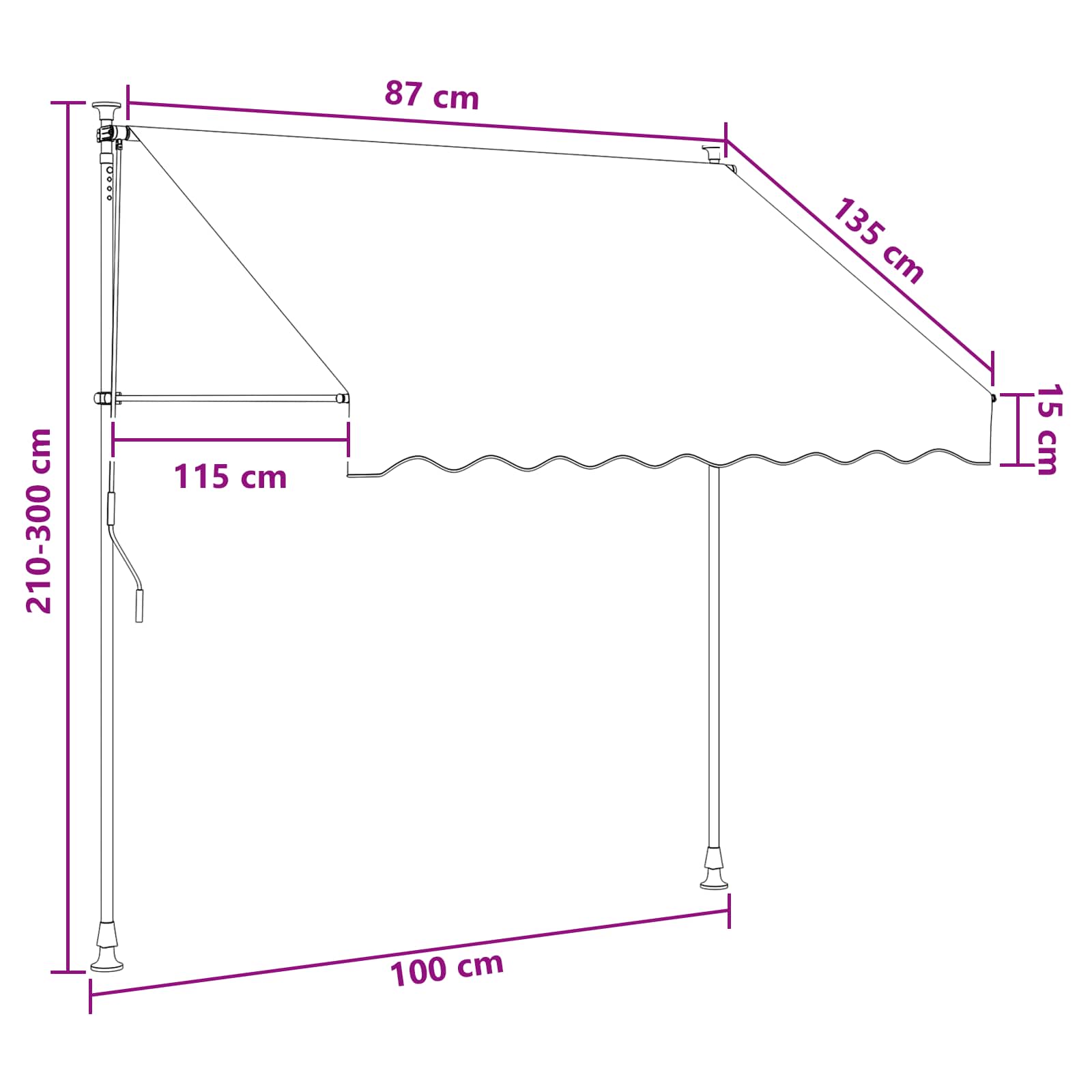 Ručno sklopiva tenda Antracit i bijelo 100 cm