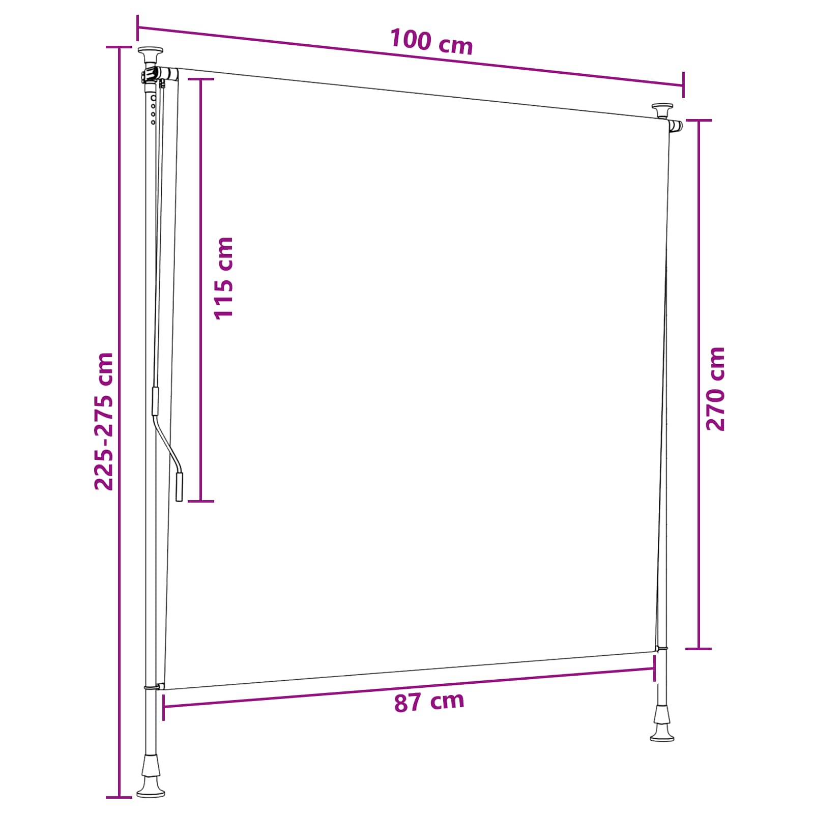Vanjska Roleta Antracit i bijelo 100 x 270 cm