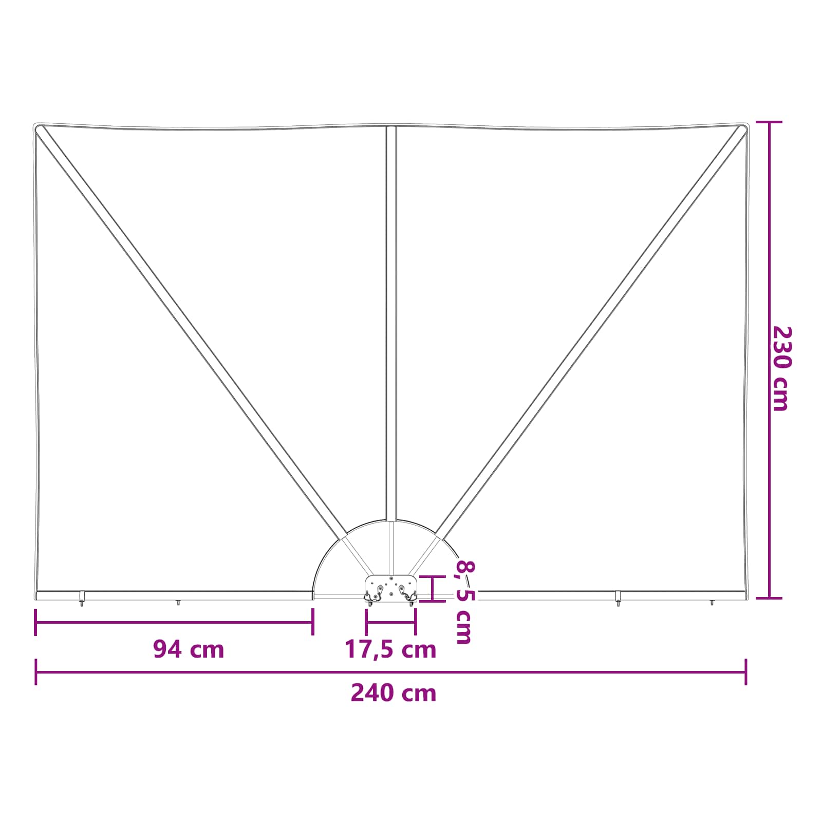 Zaslon za privatnost na balkonu 240 x 160 cm Poliester