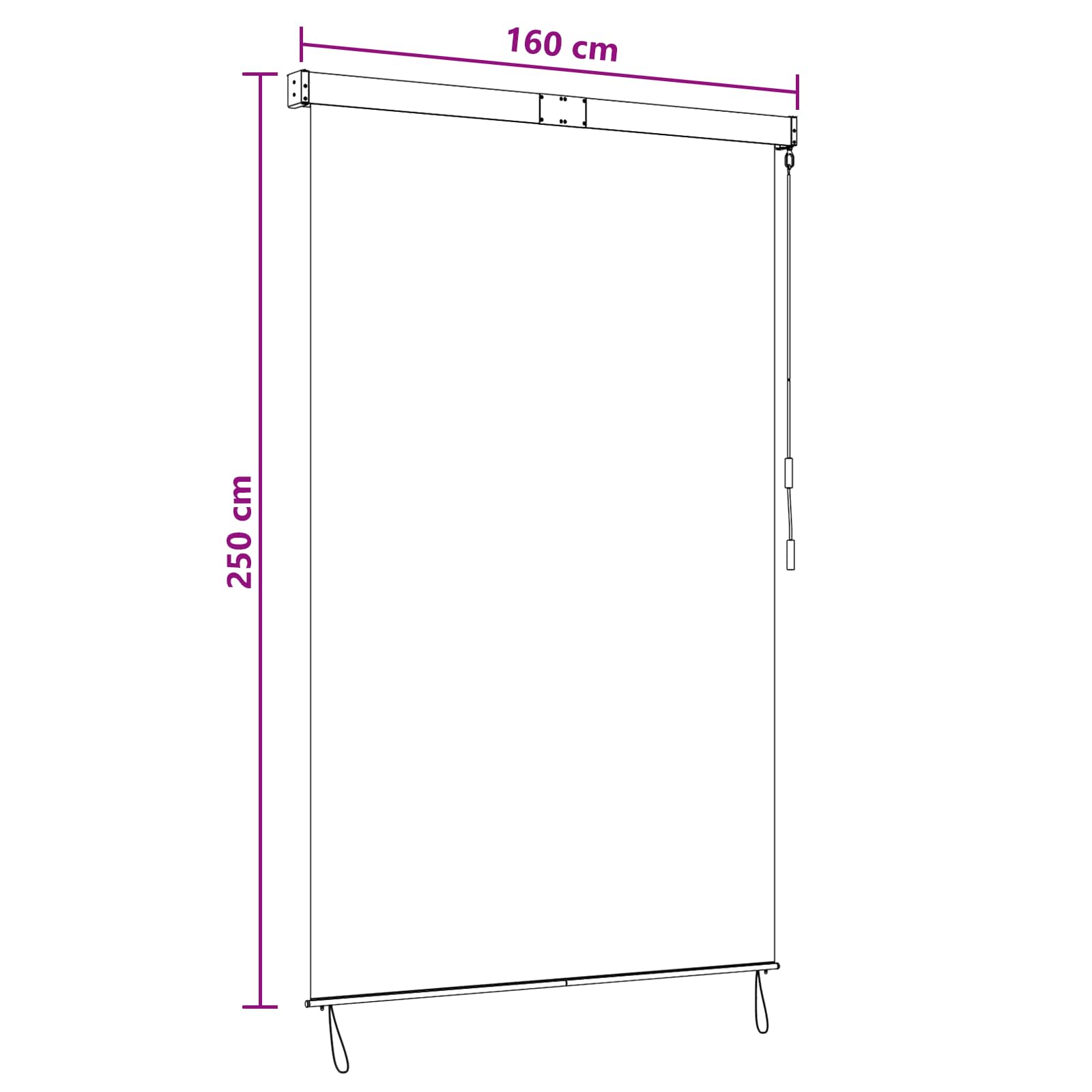 Rolo zavjesa Crna 160 x 250 cm Tkanina i aluminij