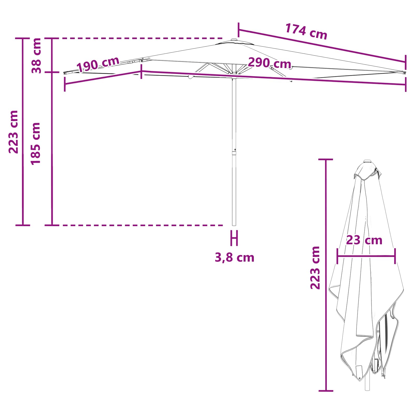 Vrtni suncobran 200 x 300 cm Poliester Pravokutni Žuta i bijela