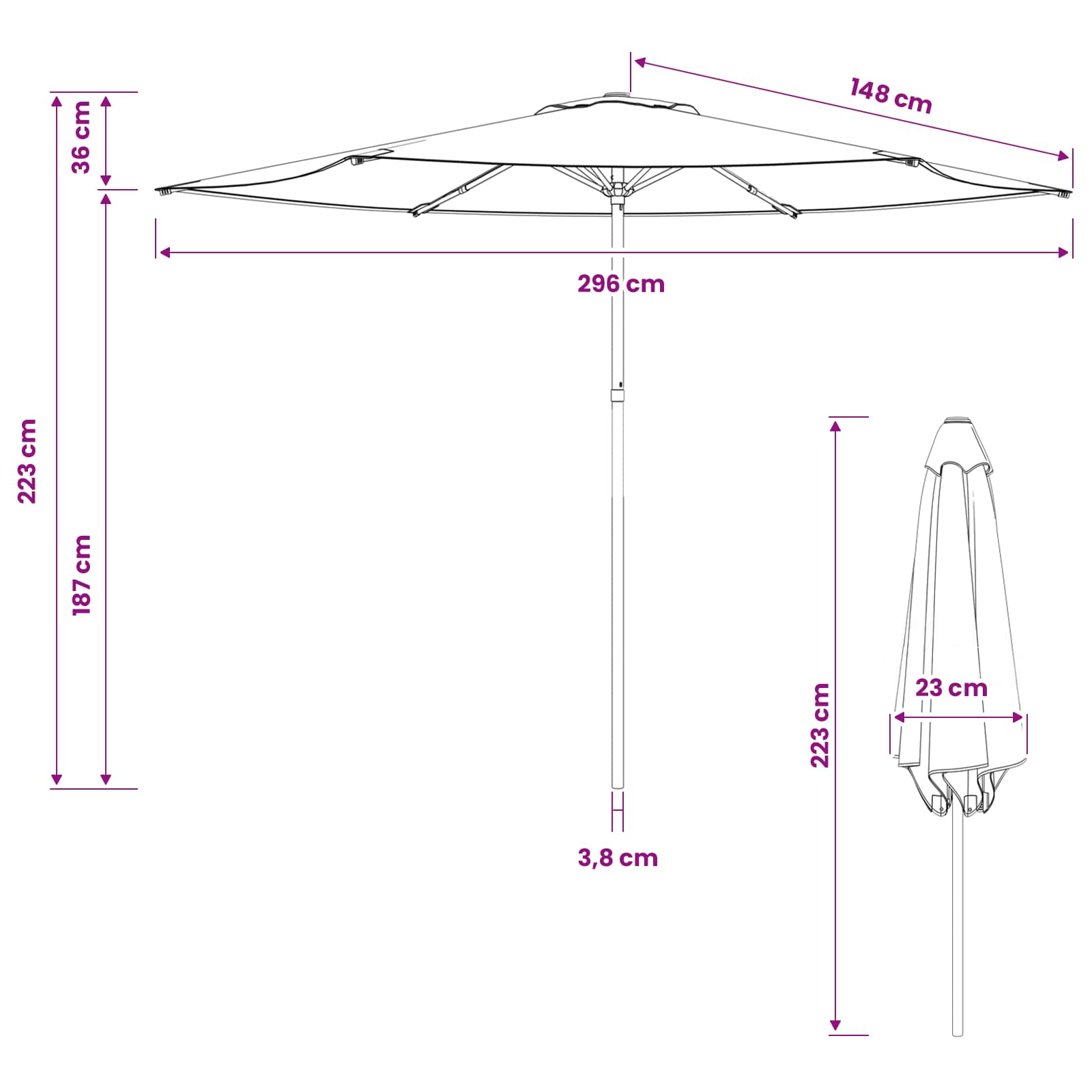 Vrtni suncobran 300 x 300 cm Poliester Pravokutni Terakota