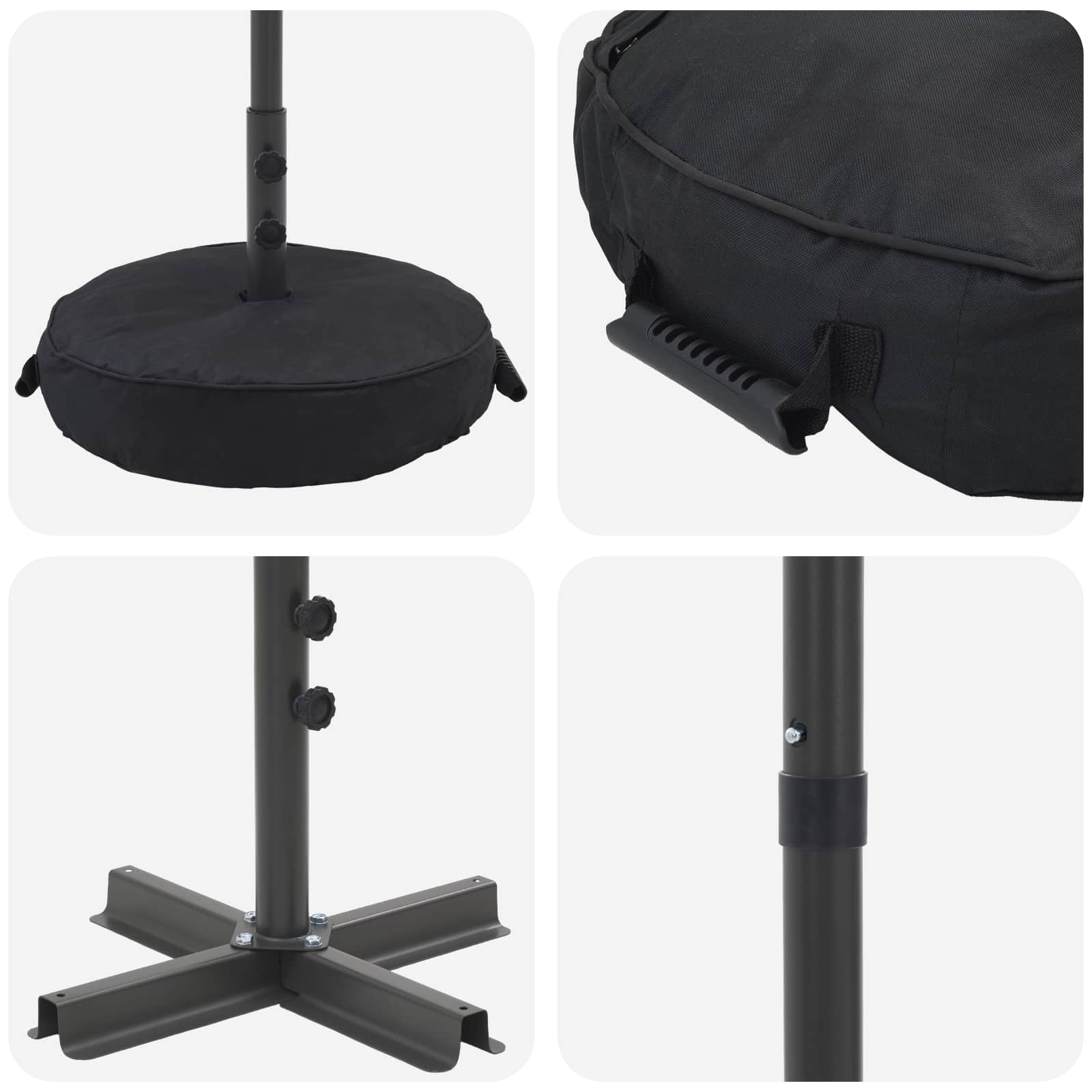 Vrtni Parasol s Podnožjem 300 x 300 cm Poliester Pravokutni