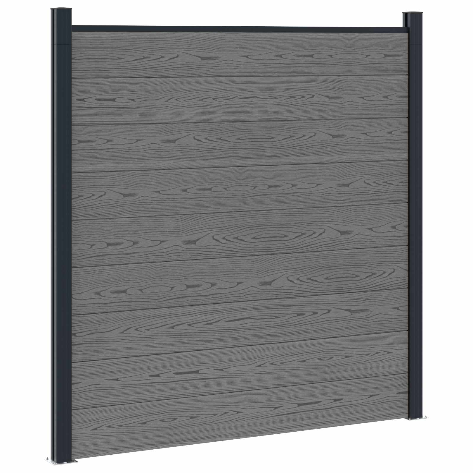 Panel ograde 5 pcs WPC i aluminij Siva