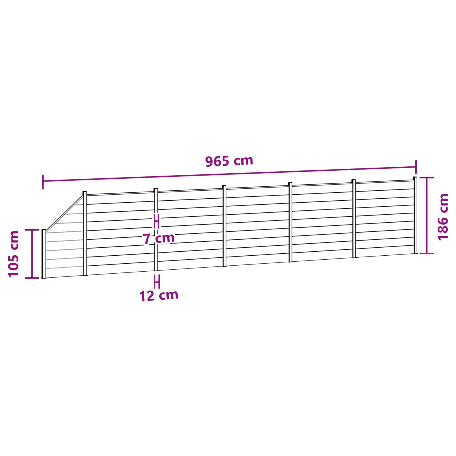 Panel ograde 6 pcs WPC i aluminij Crna