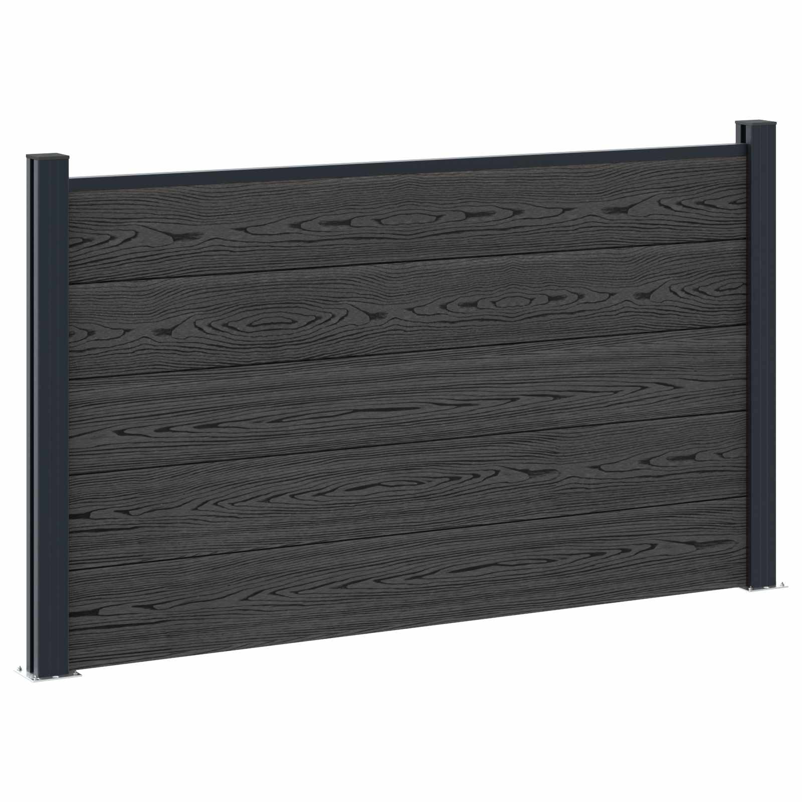 Panel ograde 6 pcs WPC i aluminij Crna