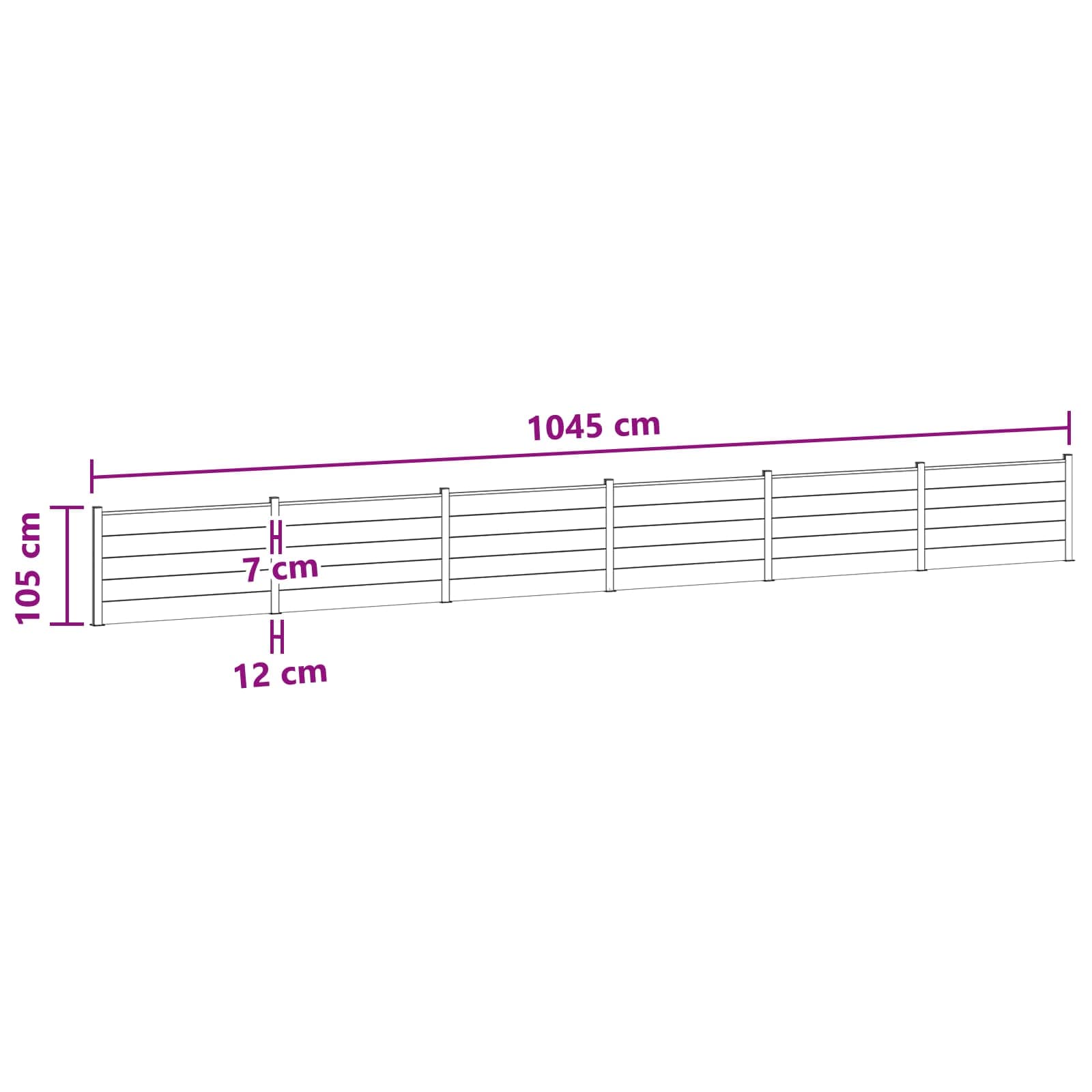 Panel ograde 6 pcs WPC i aluminij Crna