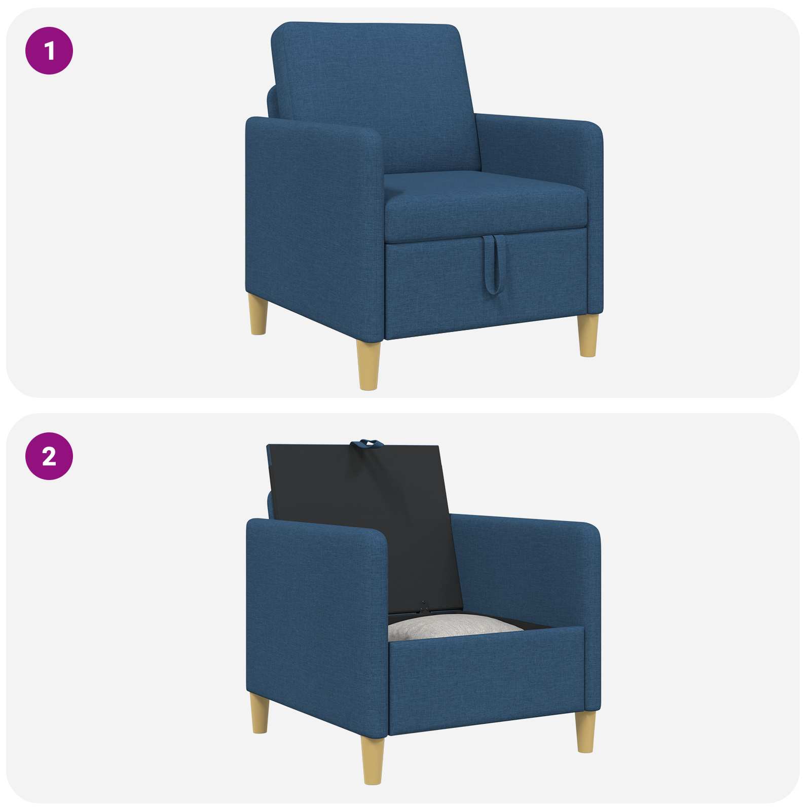 Sofa s pohranom Plava 72 x 78 x 87 cm Poliester