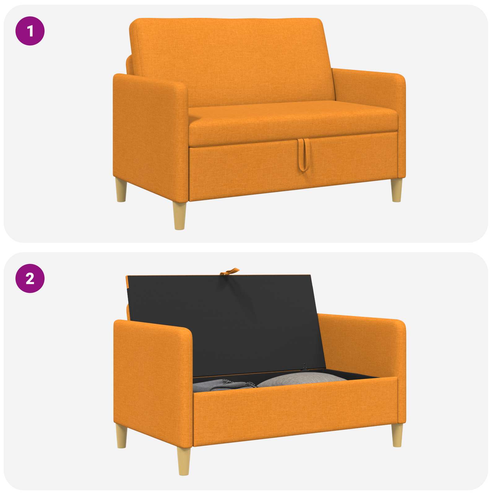 Sofa s pohranom Tamno žuta 122 x 78 x 87 cm Poliester