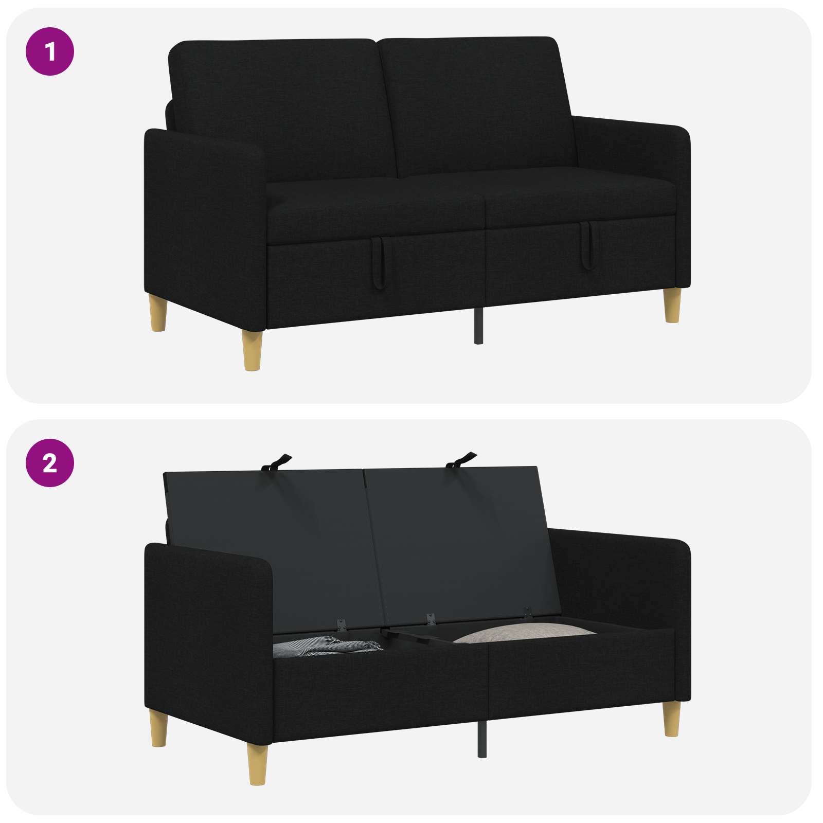 Sofa s pohranom Crna 152 x 78 x 87 cm Poliester