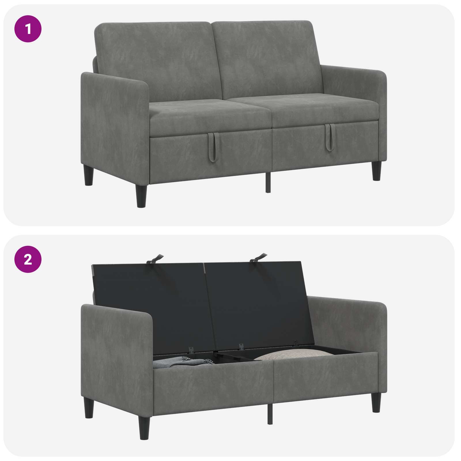 Sofa s pohranom Tamnosiva 152 x 78 x 87 cm Poliester