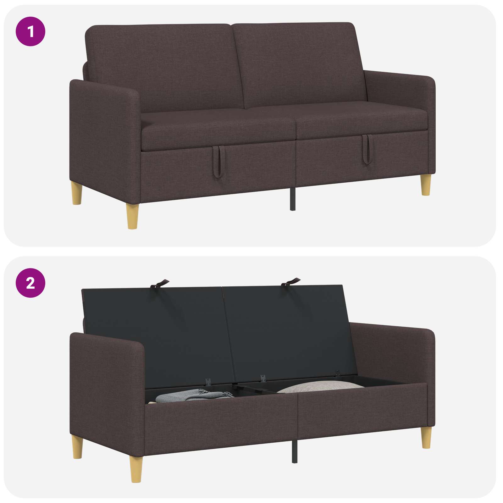 Sofa s pohranom Tamno smeđa 172 x 78 x 87 cm Poliester