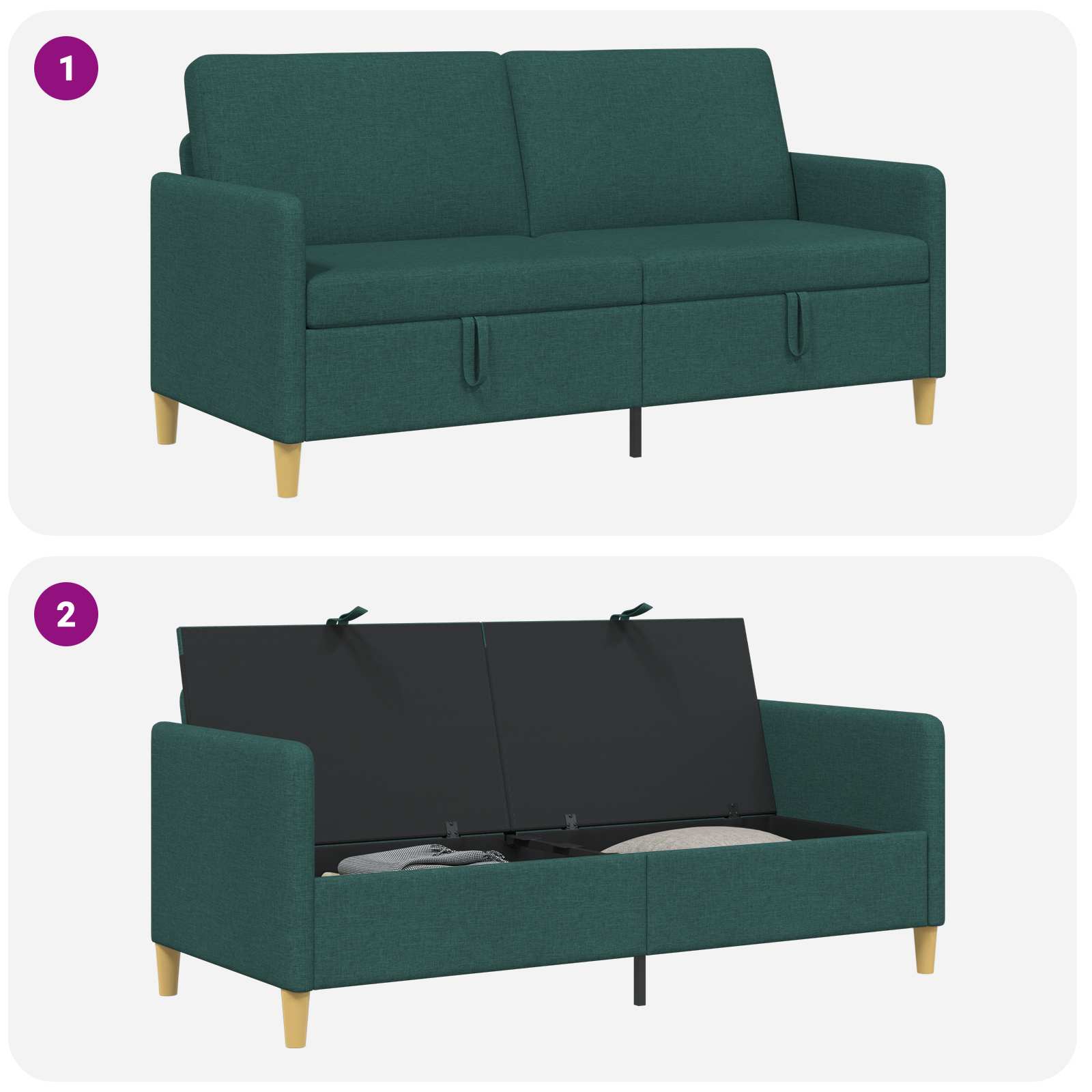 Sofa s pohranom Tamnozelena 172 x 78 x 87 cm Poliester