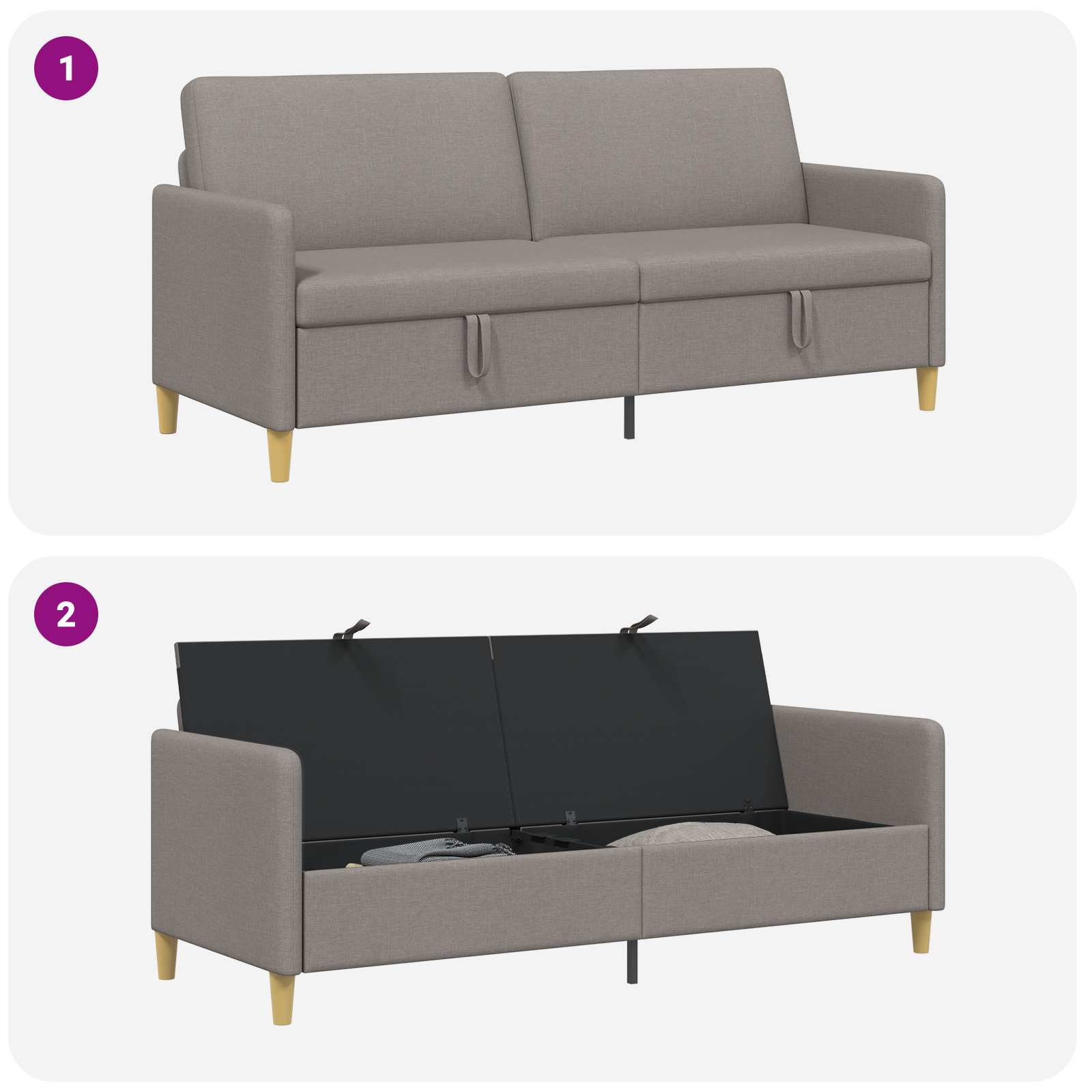Sofa s pohranom Sivosmeđa 192 x 78 x 87 cm Poliester