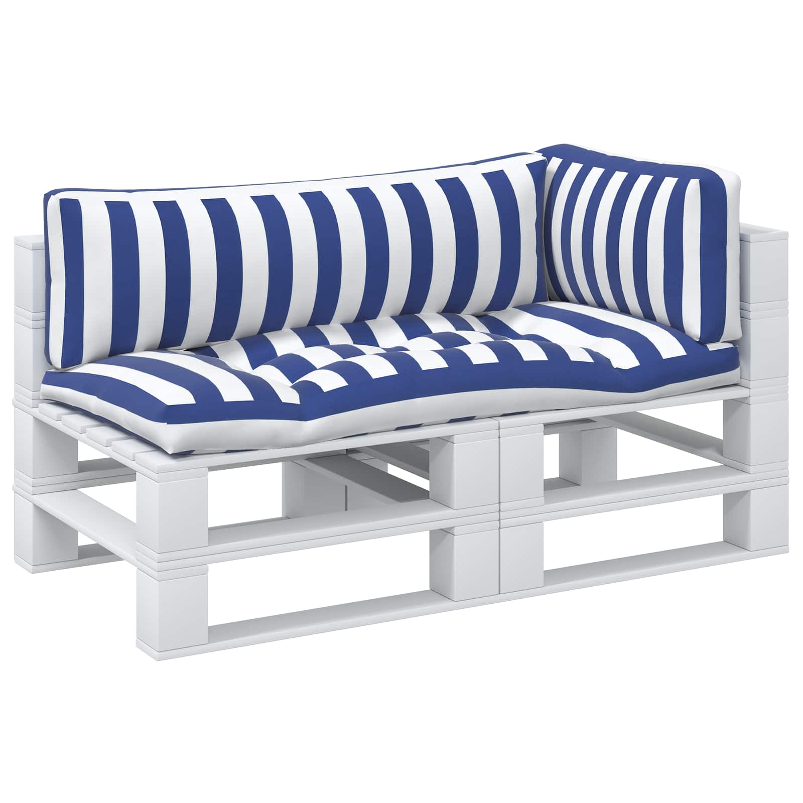 Jastučić za van 3 pcs Plava i bijela 103 x 58 x 10 cm Tkanina