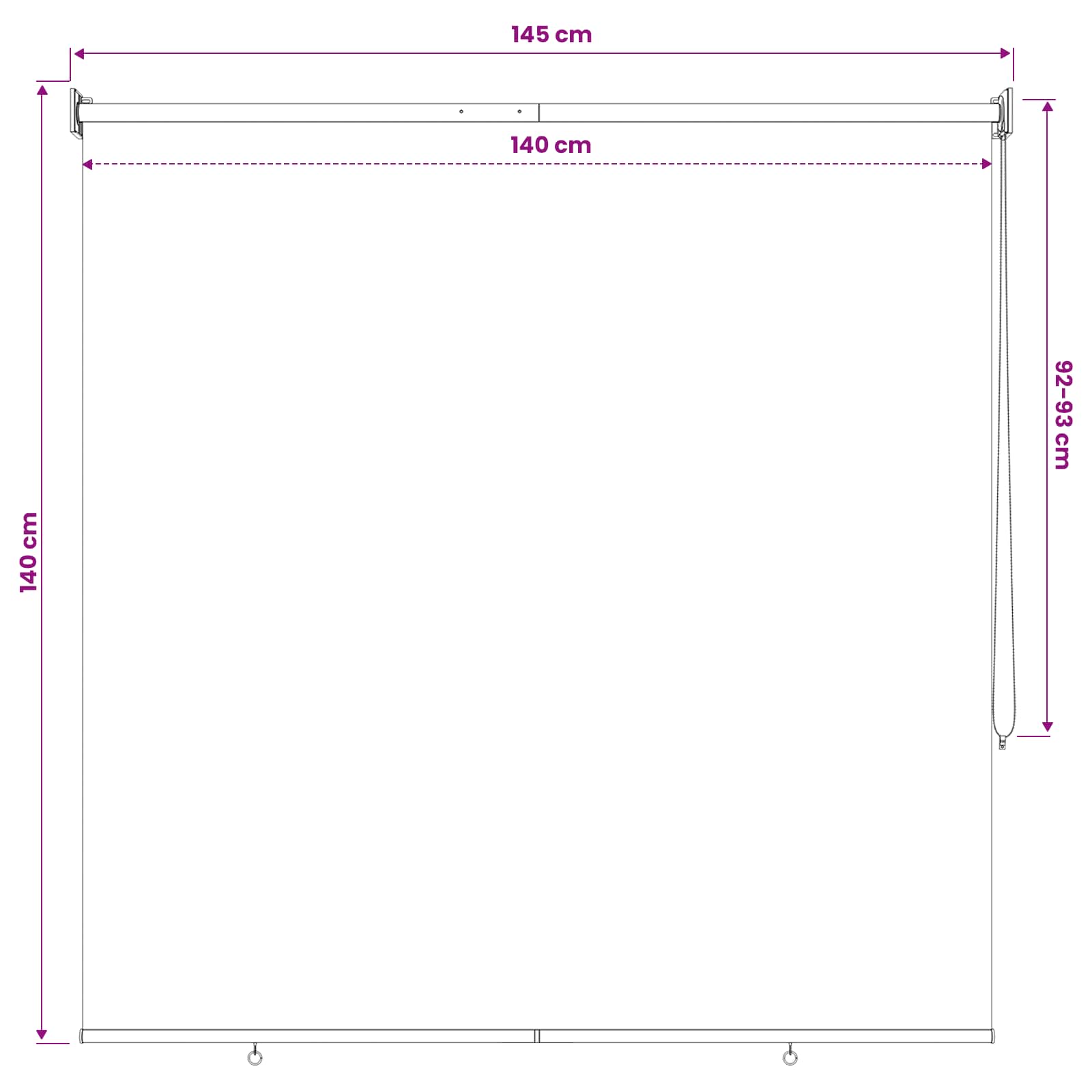 Roleta zaštita od UV zračenja Antracit 140 x 140 cm Poliester