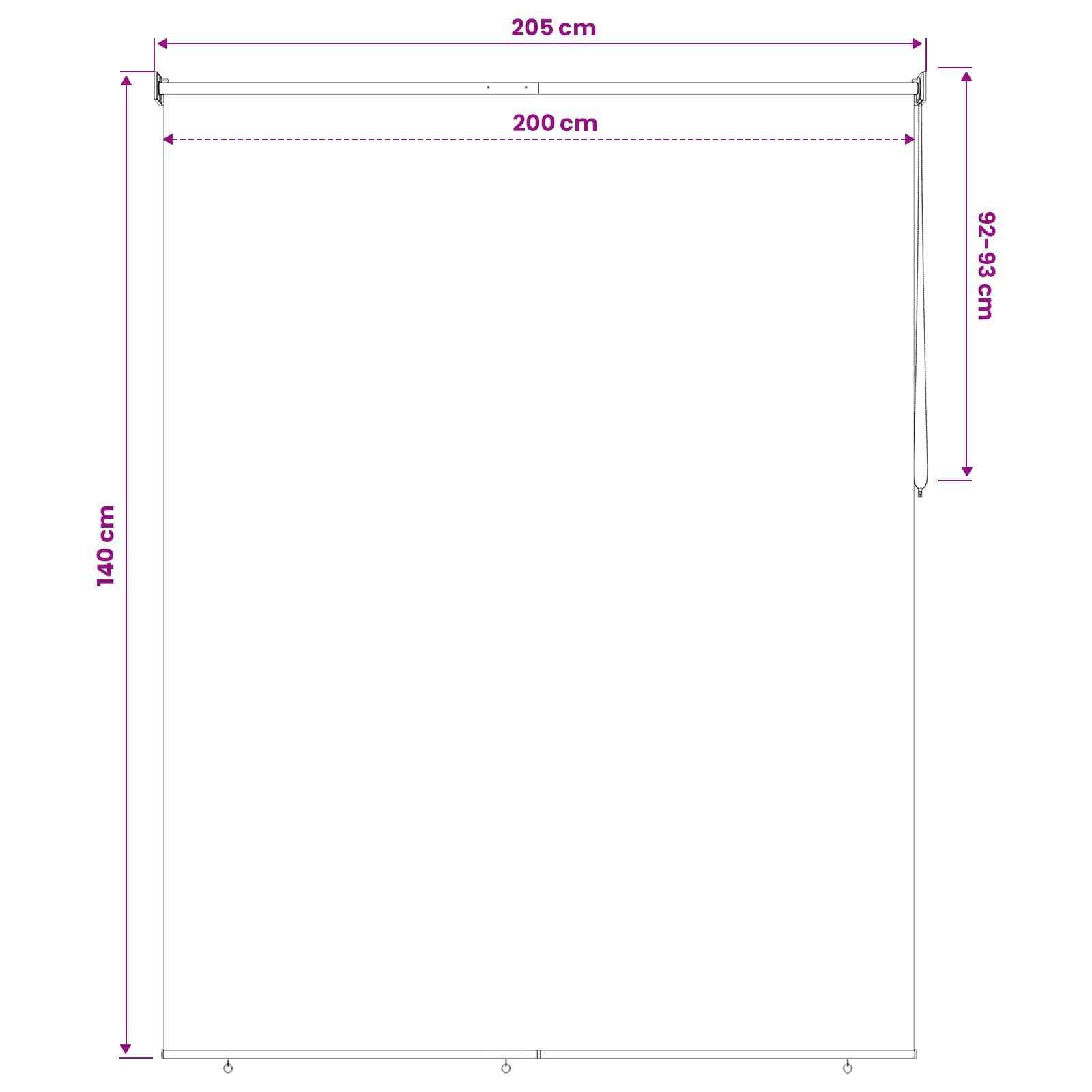 Roleta zaštita od UV zračenja Crna 200 x 140 cm Poliester