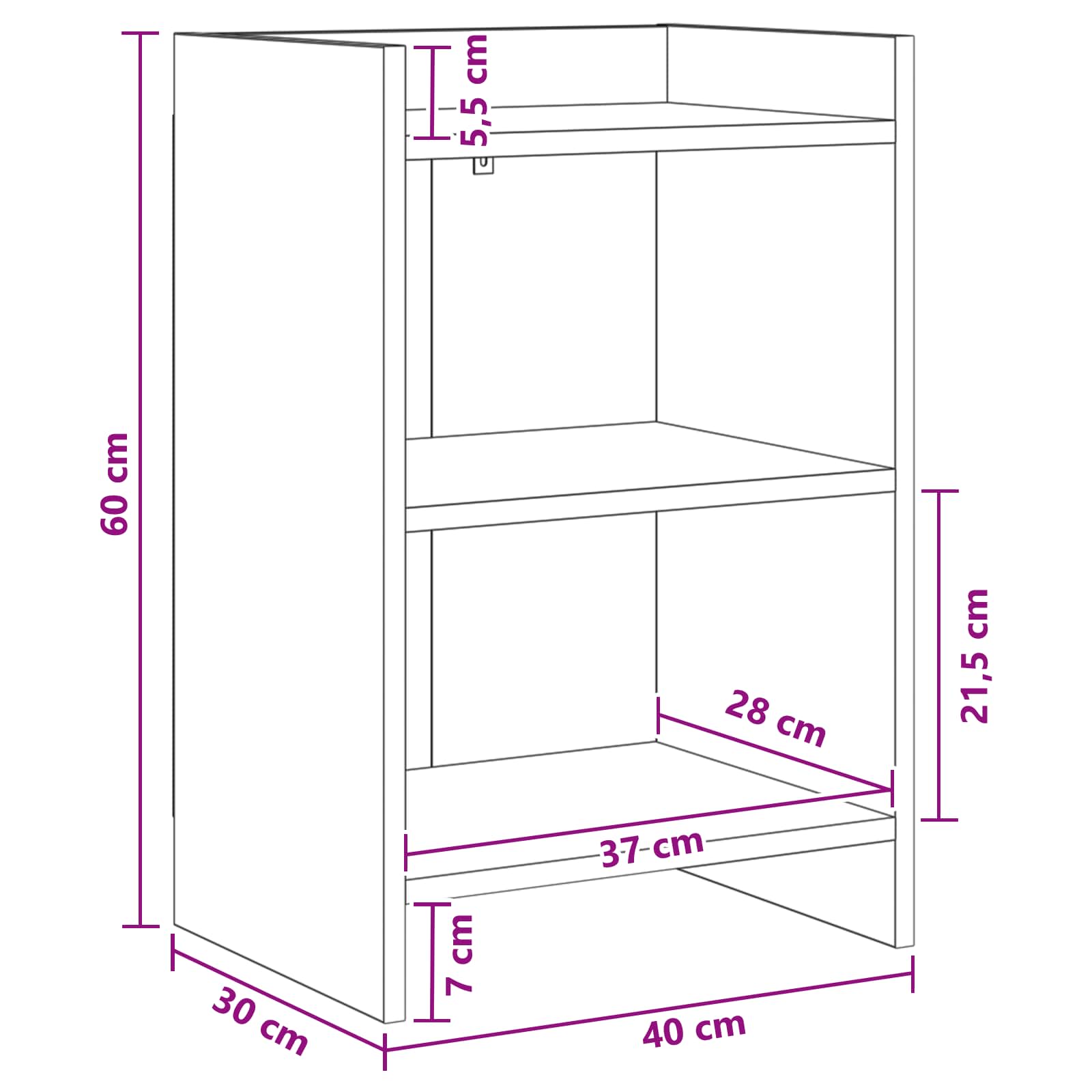 Noćni ormarići Betonska siva 40 x 30 x 60 cm Konstruirano drvo